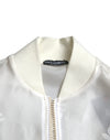 Dolce & Gabbana Elegant White Silk Bomber Jacket