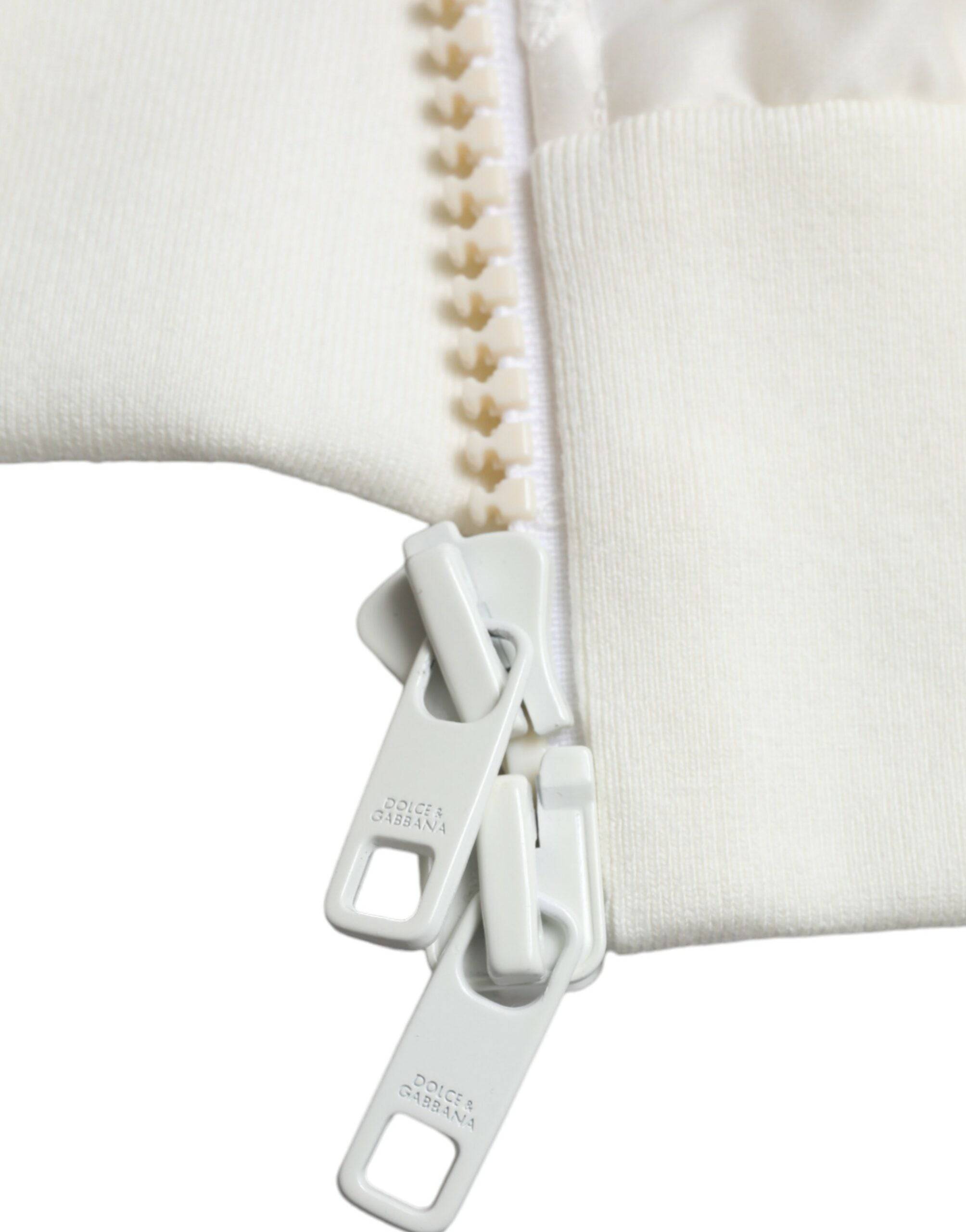 Dolce & Gabbana Elegant White Silk Bomber Jacket - ACCEXO
