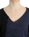 Costume National Striped V-Neck Luxury Sweater