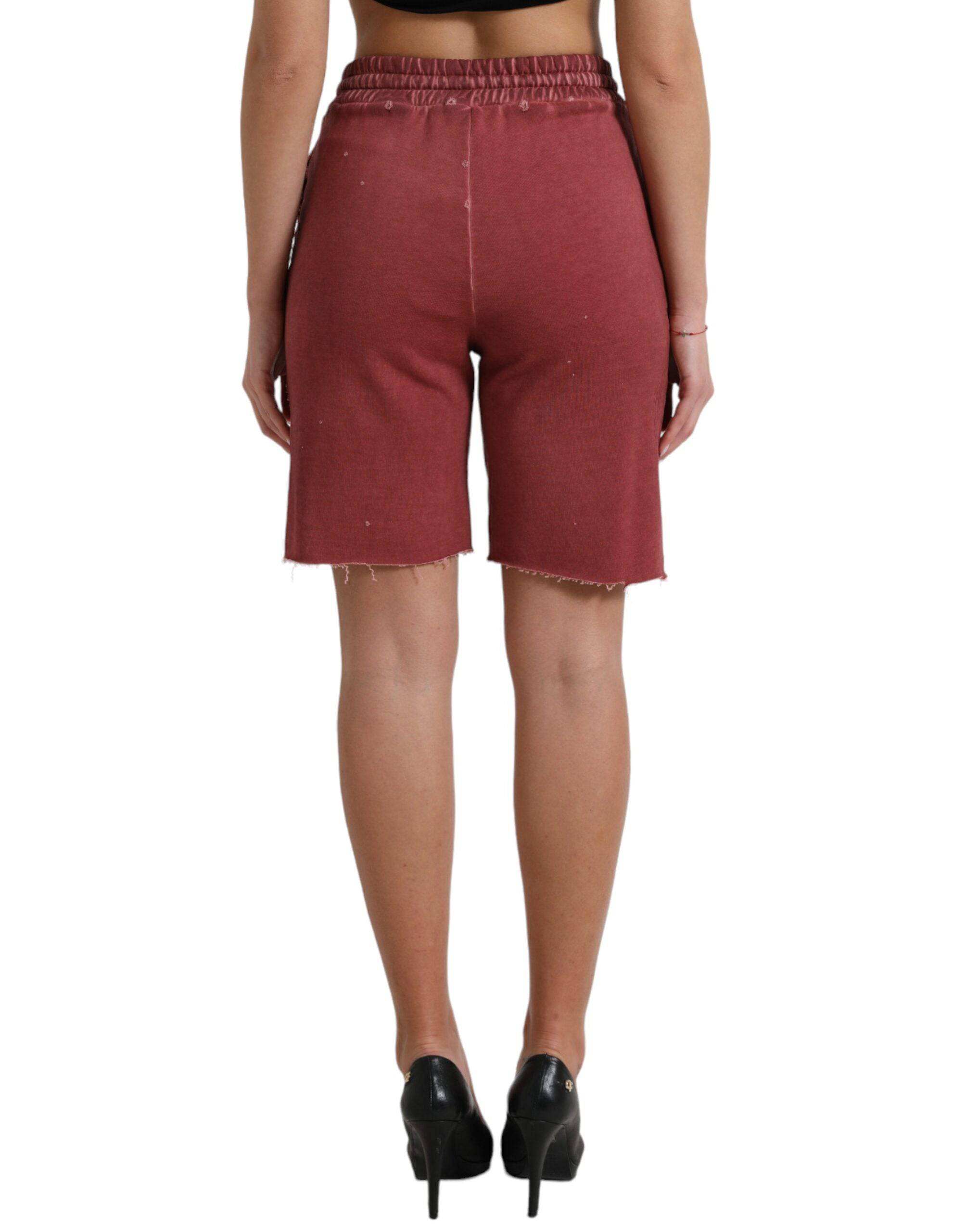 Dolce & Gabbana Chic Maroon High-Waist Designer Sweatshorts - ACCEXO