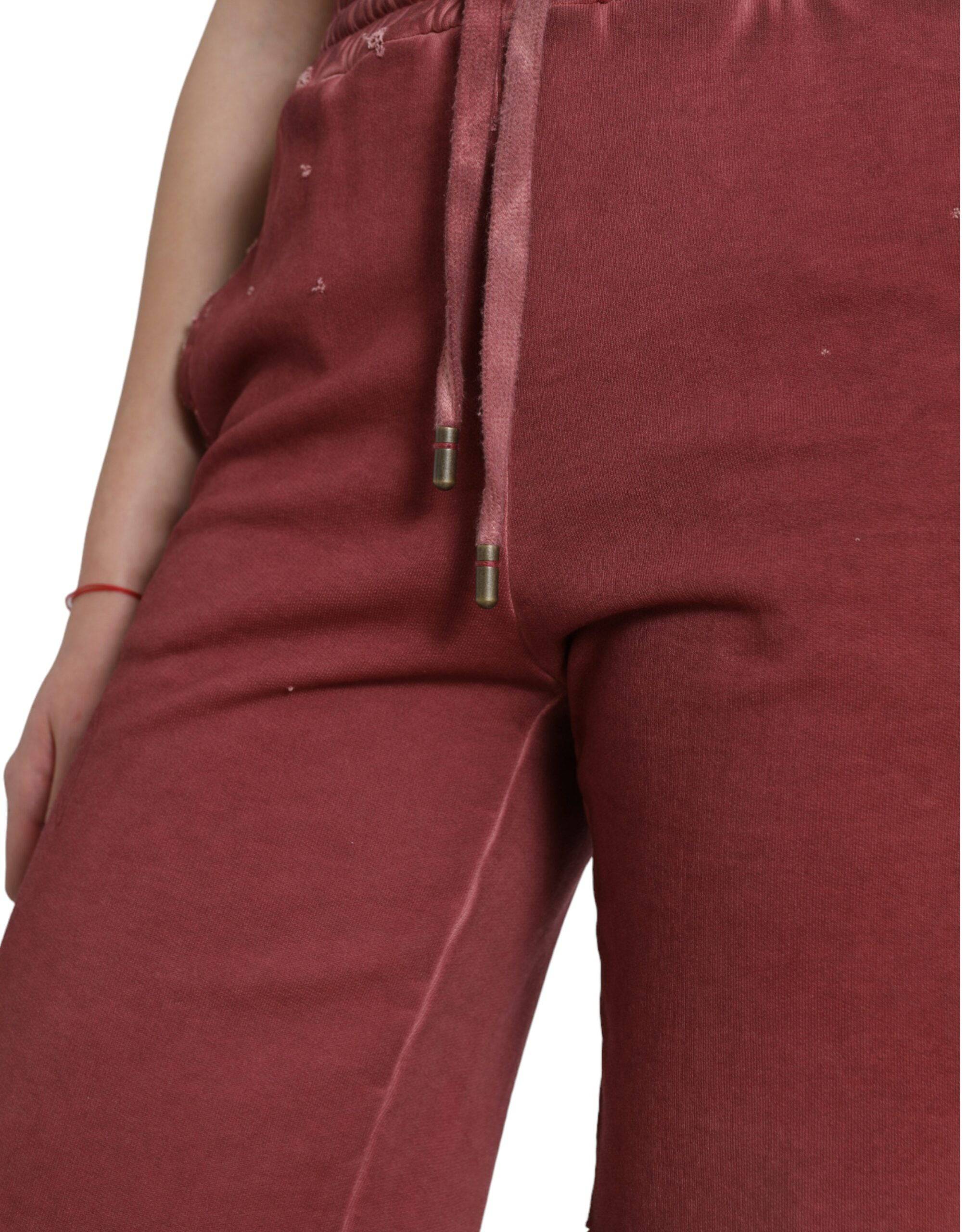 Dolce & Gabbana Chic Maroon High-Waist Designer Sweatshorts - ACCEXO