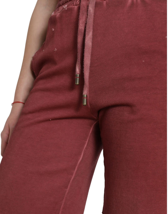 Dolce & Gabbana Chic Maroon High-Waist Designer Sweatshorts