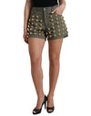 Dolce & Gabbana Emerald High Waist Embellished Shorts