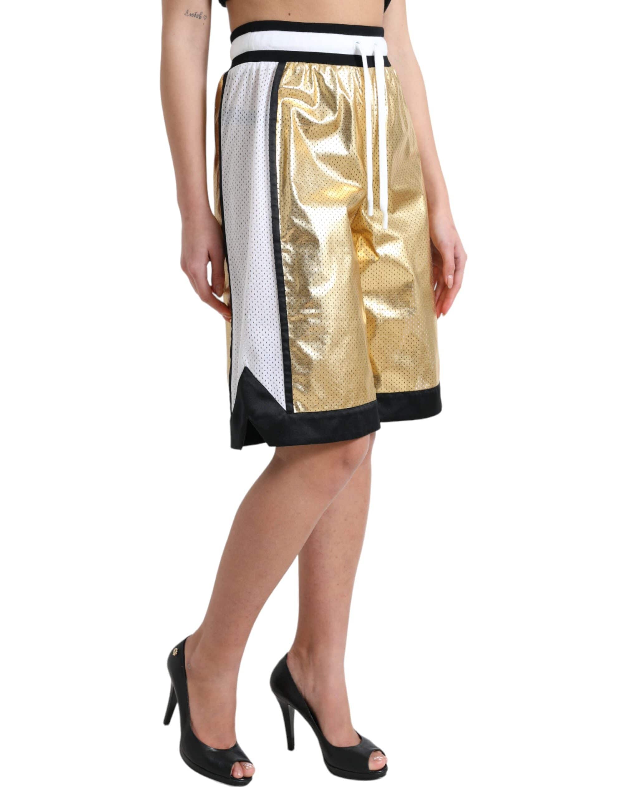 Dolce & Gabbana Elevated Elegance: High Waist Golden Shorts - ACCEXO