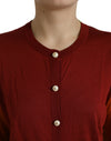 Dolce & Gabbana Silk Button Front Cardigan in Maroon Mix