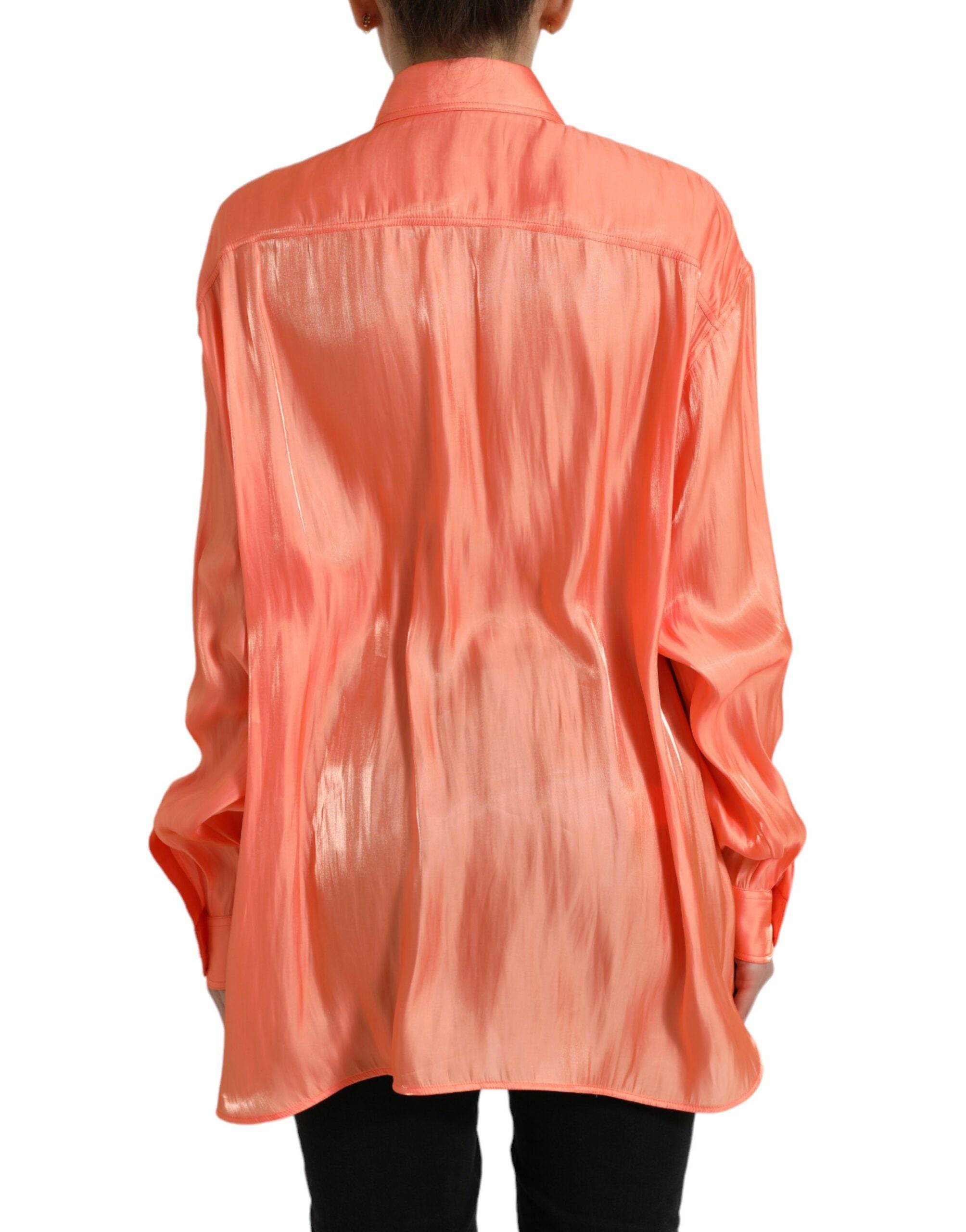 Dolce & Gabbana Elegant Coral Long Sleeve Polo Top - ACCEXO