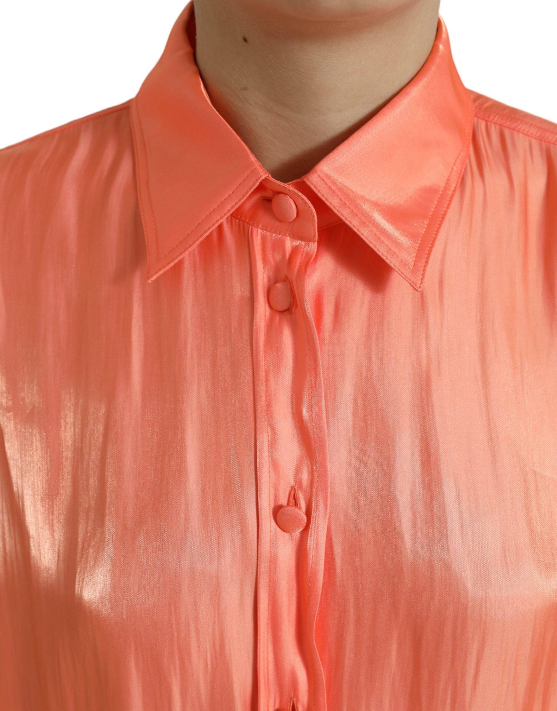 Dolce & Gabbana Elegant Coral Long Sleeve Polo Top - ACCEXO