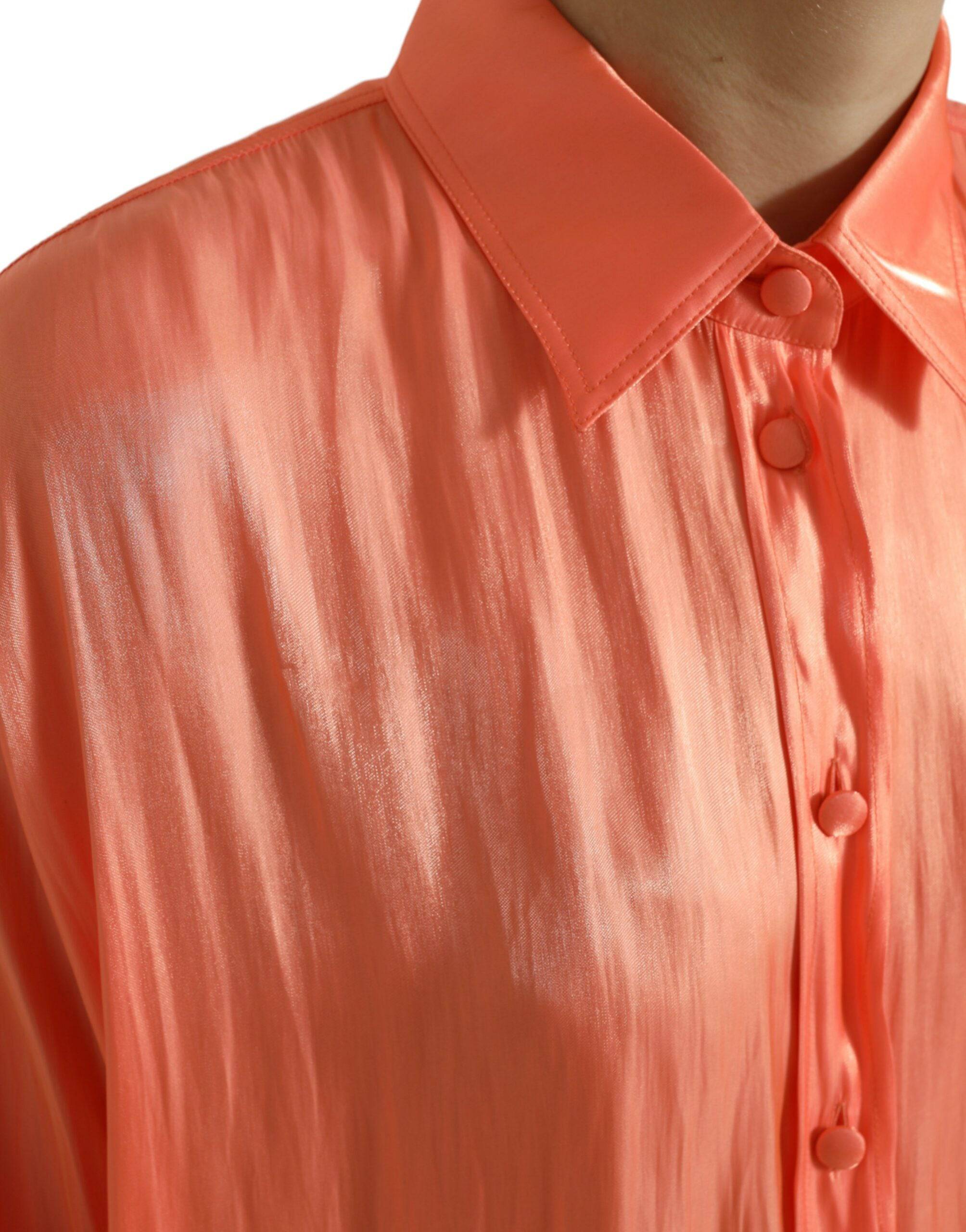 Dolce & Gabbana Elegant Coral Long Sleeve Polo Top - ACCEXO