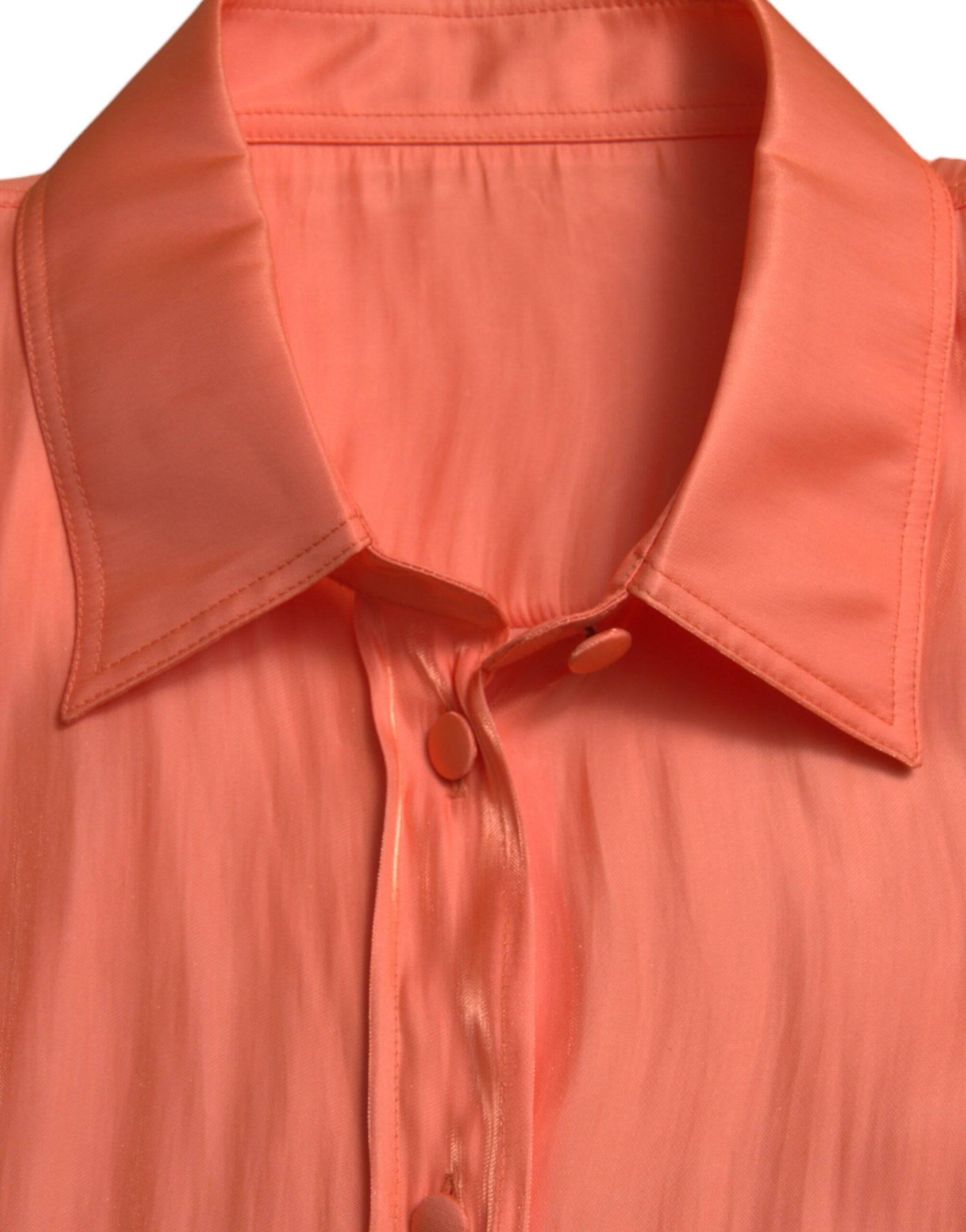 Dolce & Gabbana Elegant Coral Long Sleeve Polo Top - ACCEXO
