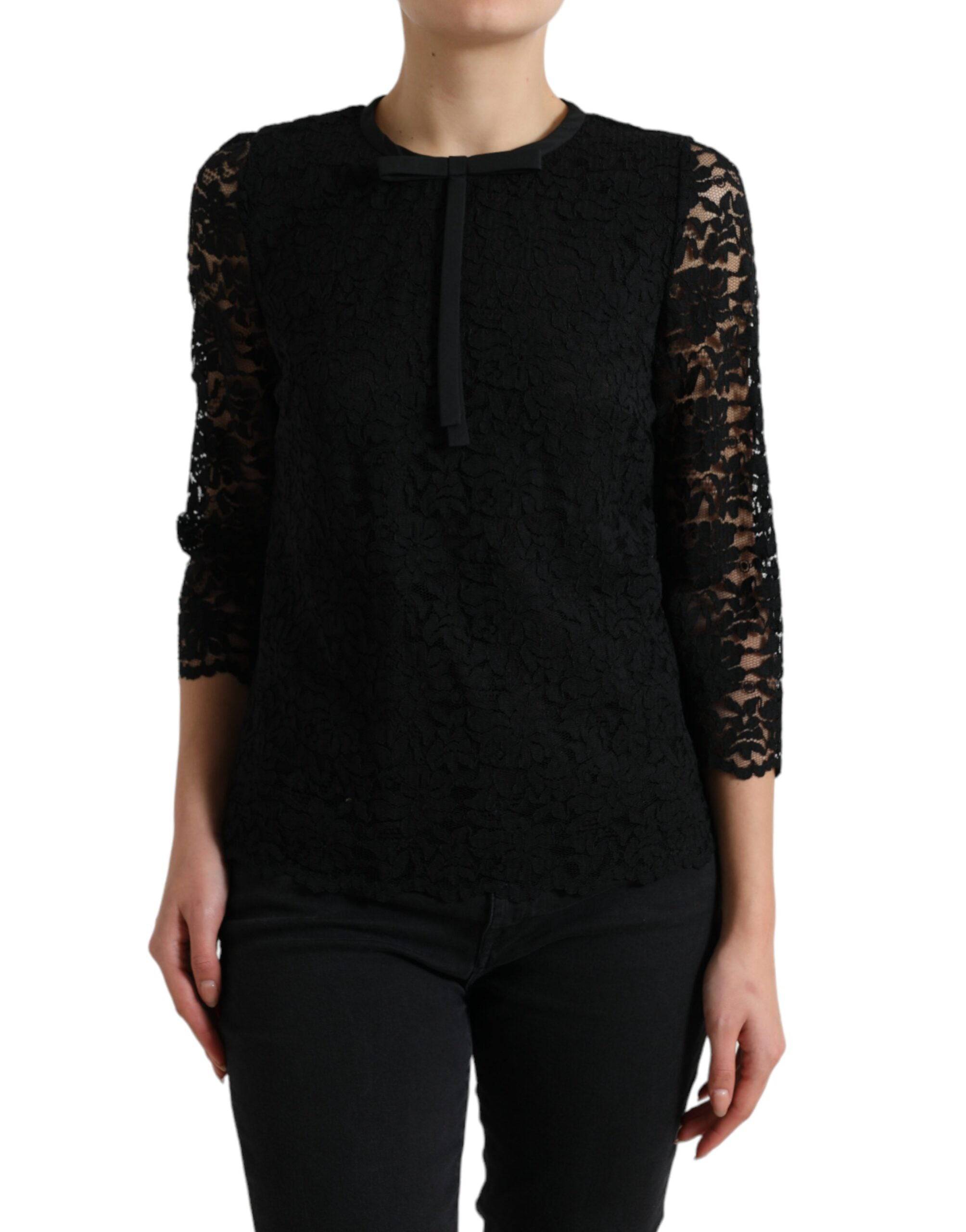 Dolce & Gabbana Elegant Floral Lace Long Sleeve Top - ACCEXO