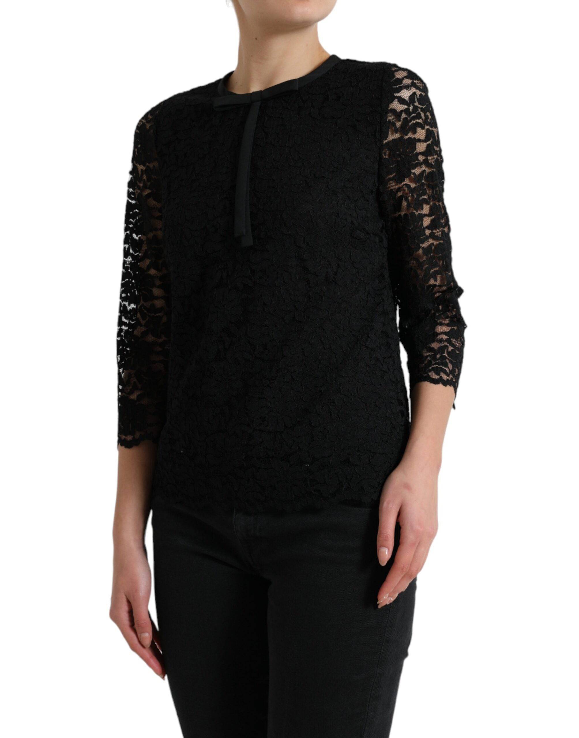 Dolce & Gabbana Elegant Floral Lace Long Sleeve Top - ACCEXO