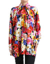 Dolce & Gabbana Floral Silk Blouse with Front Tie Fastening