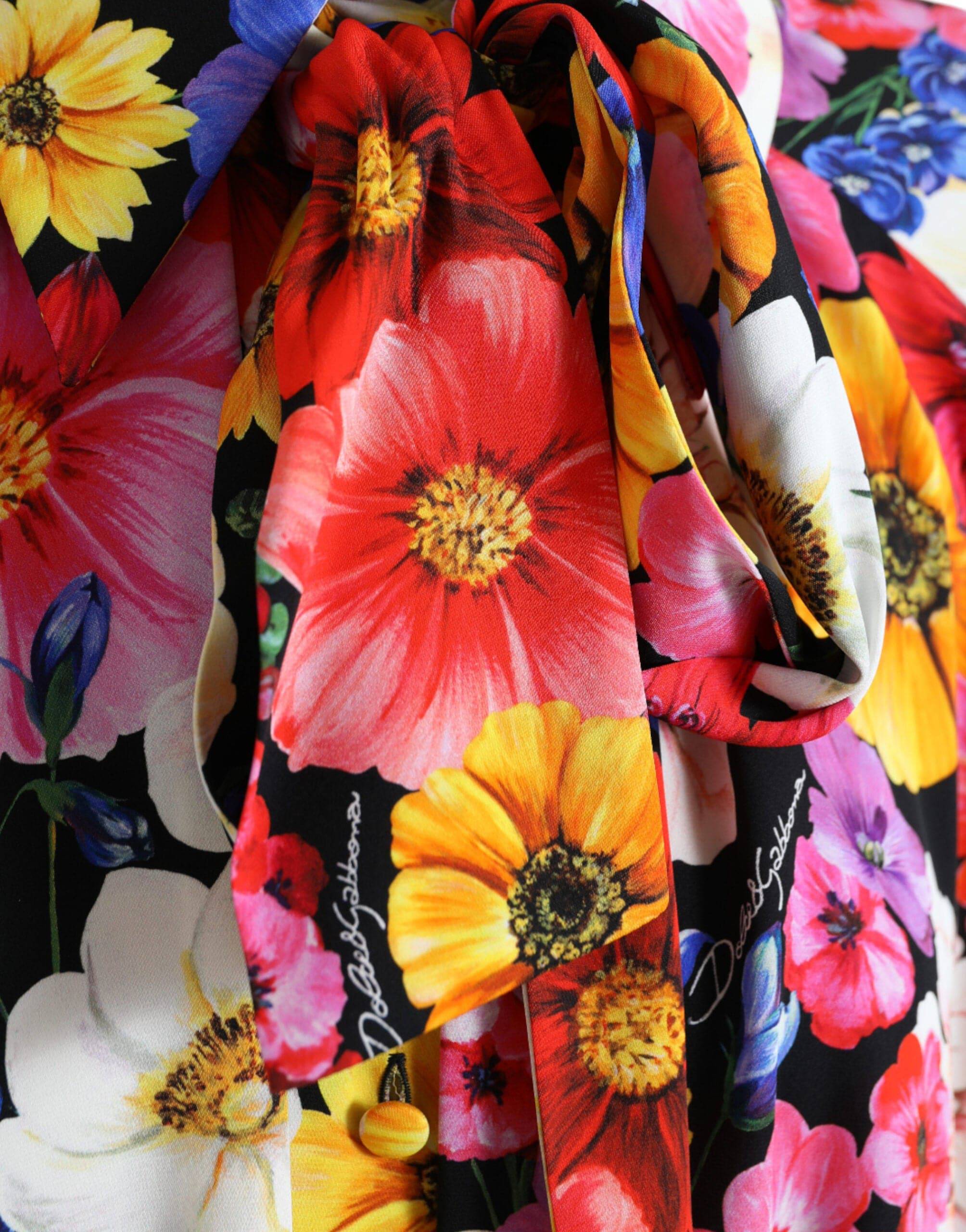 Dolce & Gabbana Floral Silk Blouse with Front Tie Fastening - ACCEXO