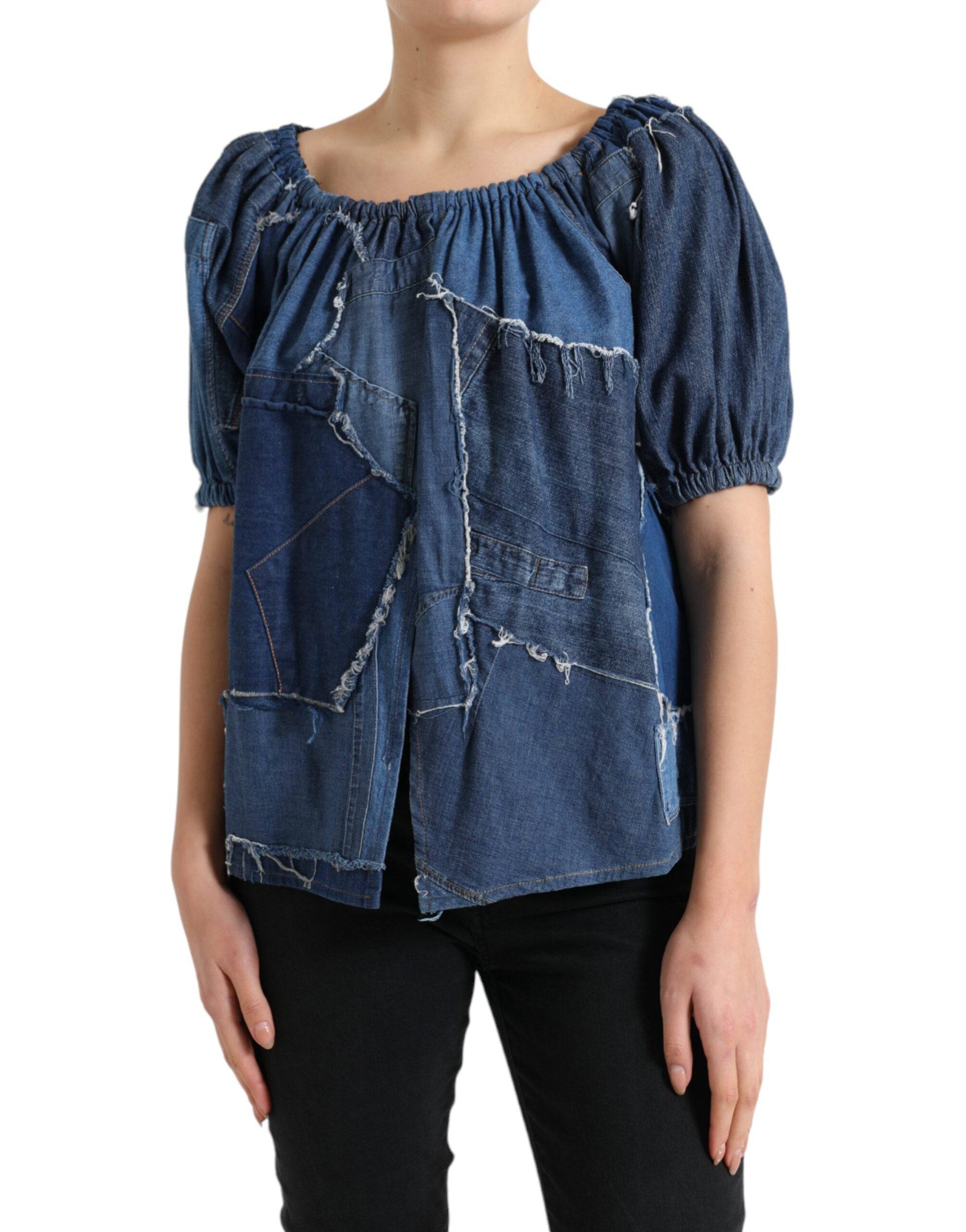 Dolce & Gabbana Elegant Cotton Denim Blouse Top - ACCEXO
