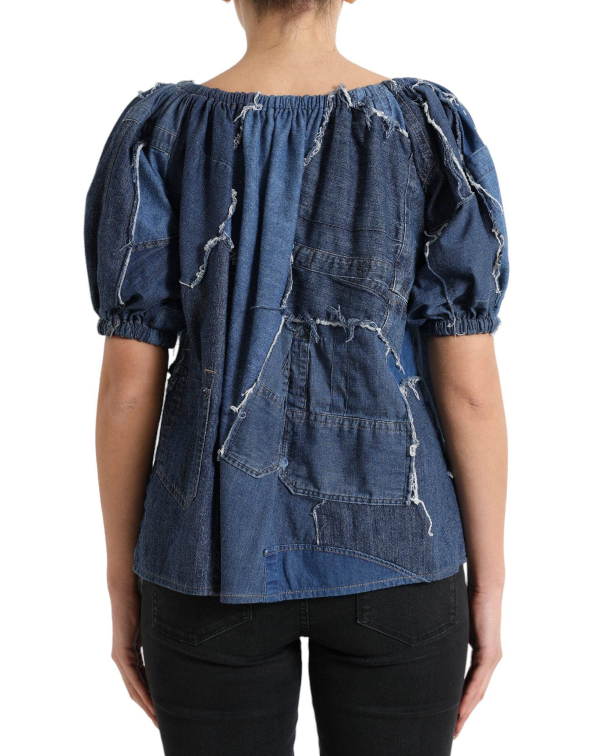 Dolce & Gabbana Elegant Cotton Denim Blouse Top - ACCEXO