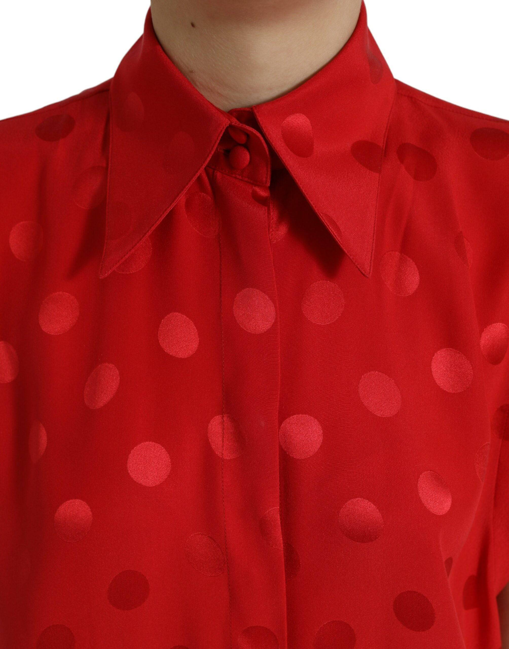 Dolce & Gabbana Elegant Polka Dot Sleeveless Silk Blouse - ACCEXO