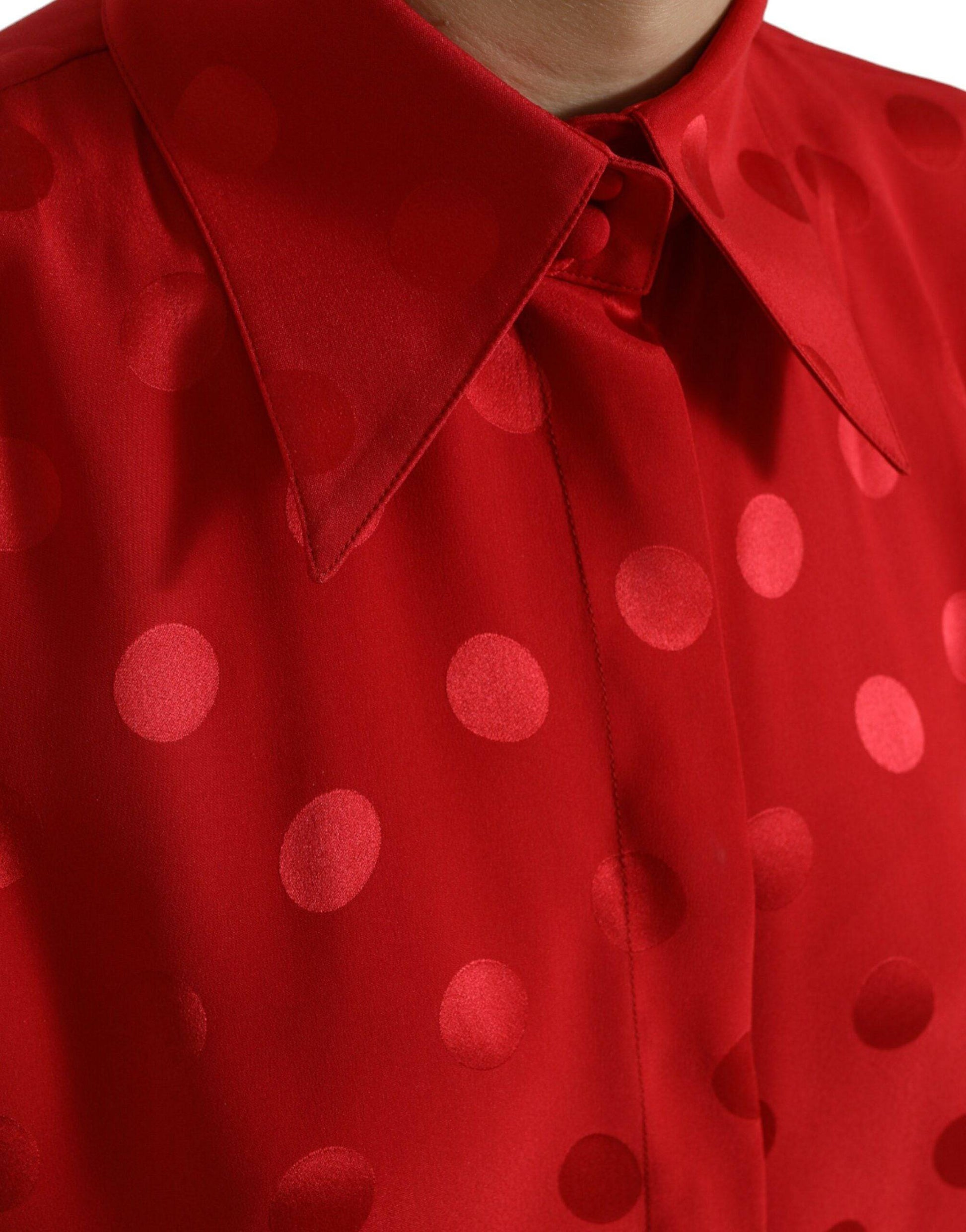 Dolce & Gabbana Elegant Polka Dot Sleeveless Silk Blouse - ACCEXO