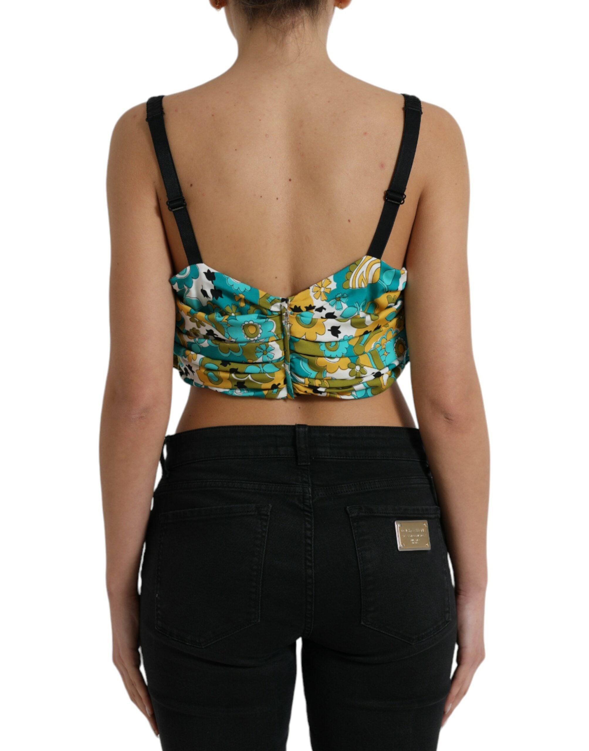 Dolce & Gabbana Elegant Floral Silk Blend Cropped Tank Top - ACCEXO