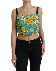 Dolce & Gabbana Elegant Floral Silk Blend Cropped Tank Top - ACCEXO
