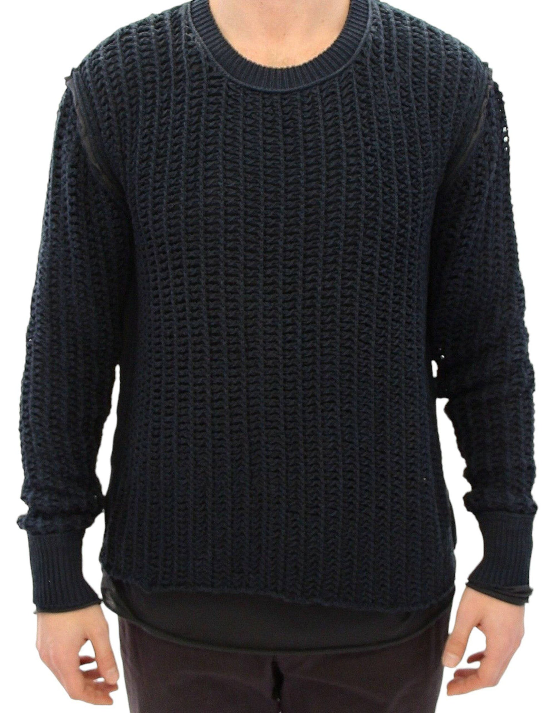 Dolce & Gabbana Elegant Blue and Black Layered Sweater - ACCEXO