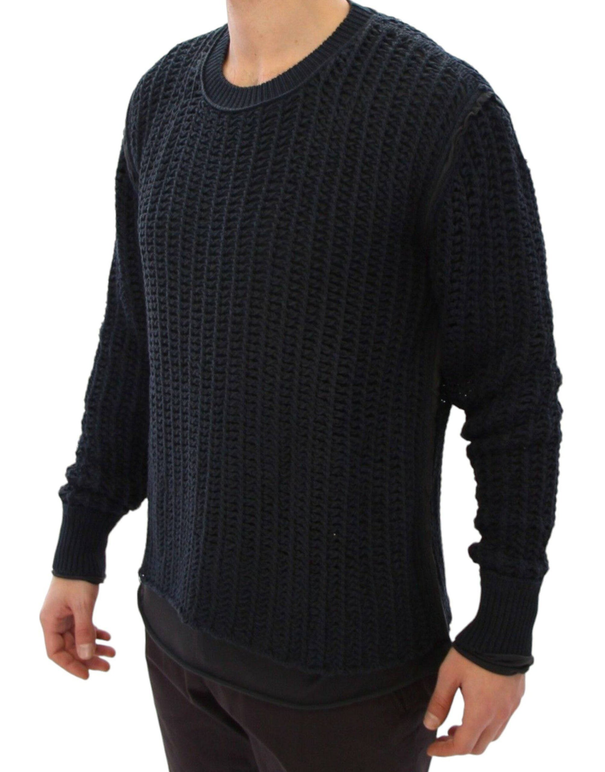 Dolce & Gabbana Elegant Blue and Black Layered Sweater - ACCEXO