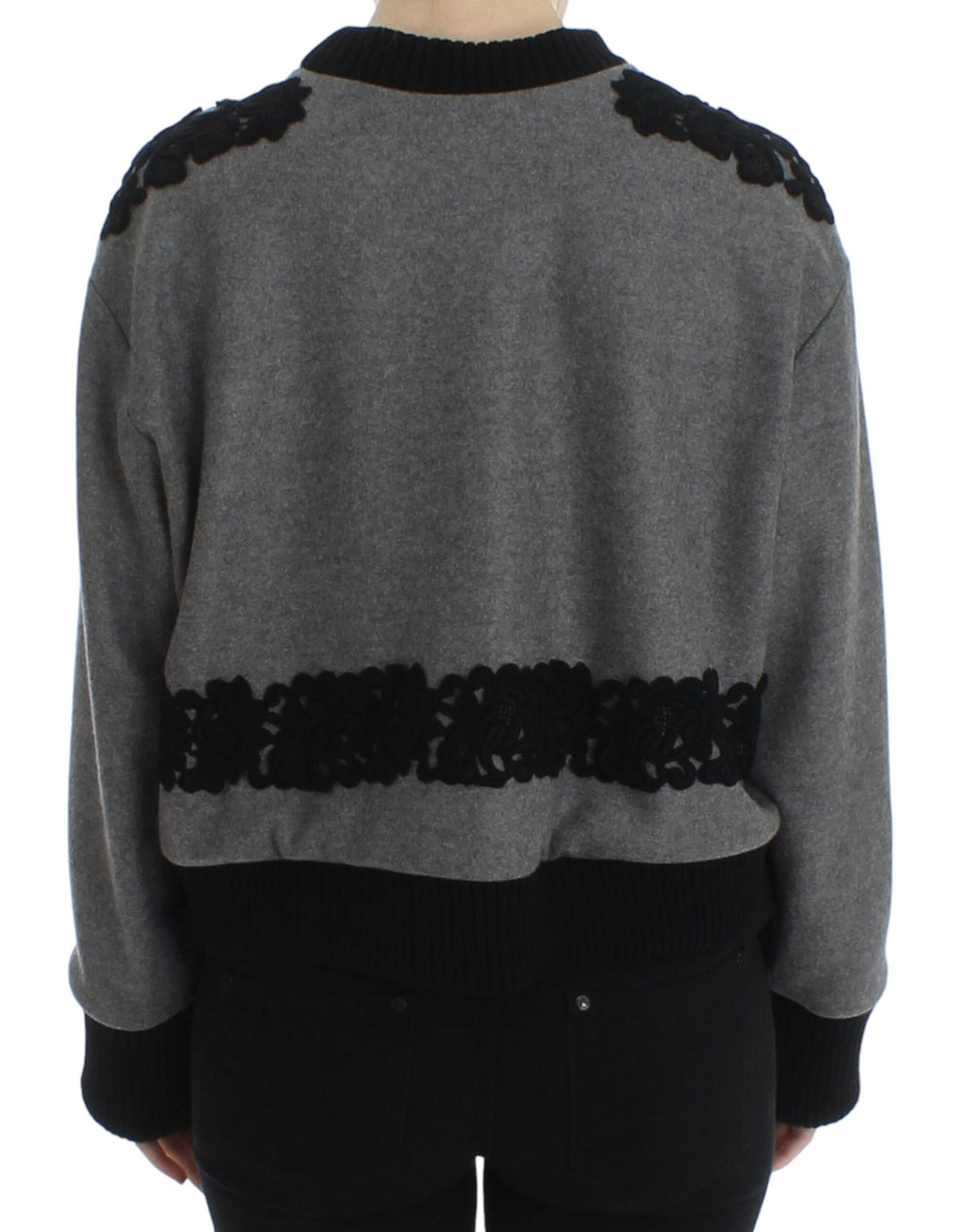 Dolce & Gabbana Elegant Gray Cashmere Blend Lace Sweater