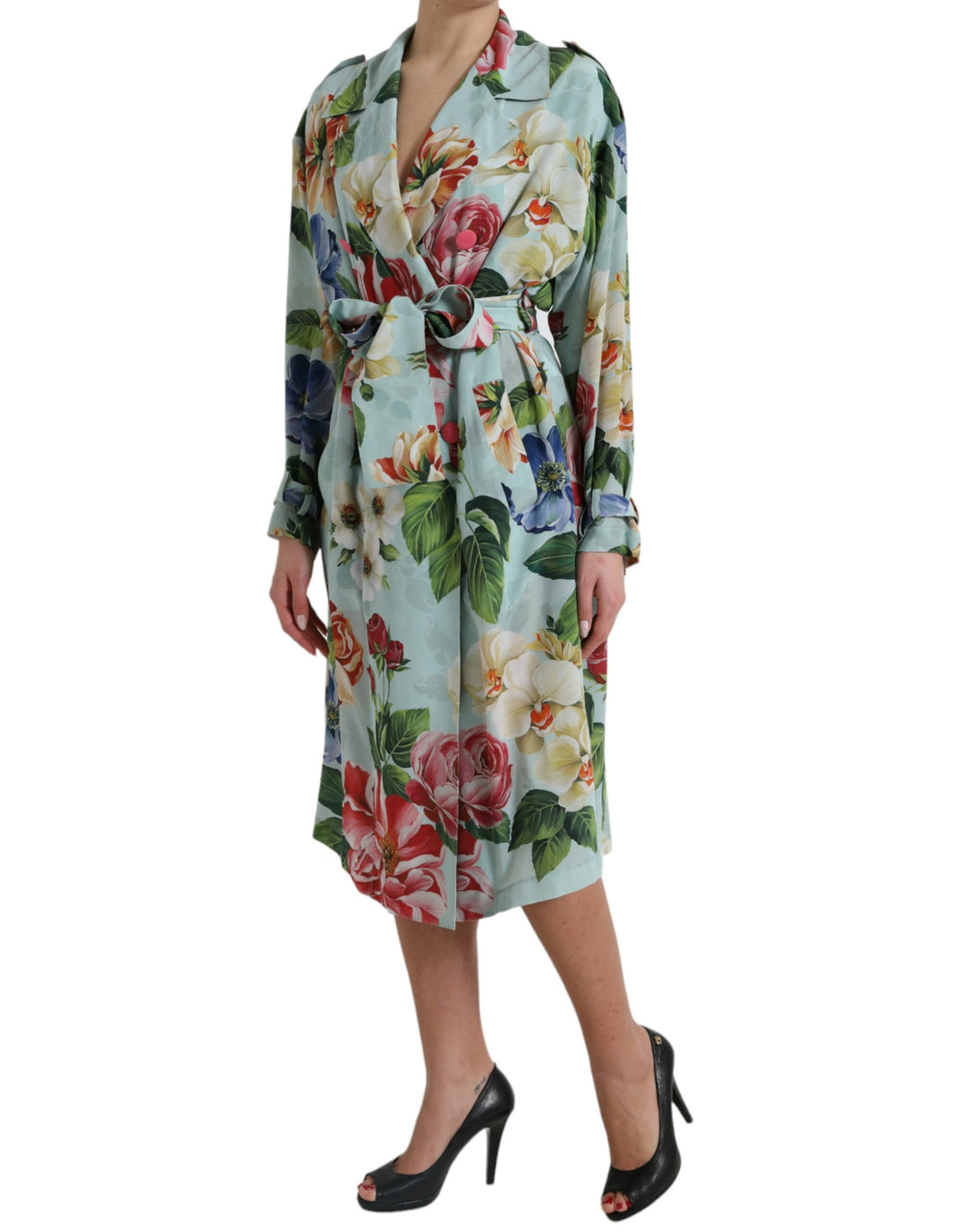 Dolce & Gabbana Elegant Floral Silk Trench Jacket