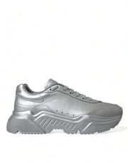 Dolce & Gabbana Elegant Silver Calfskin Leather Sneakers - ACCEXO