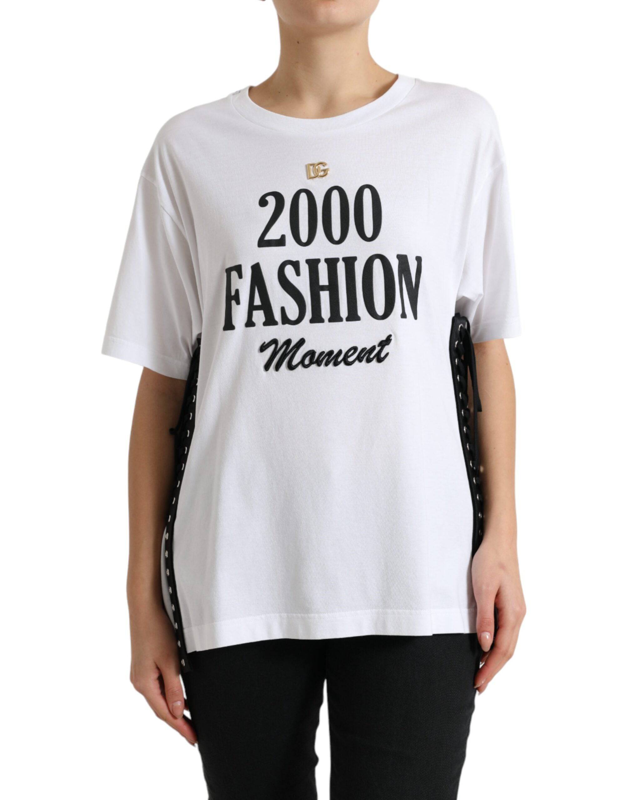 Dolce & Gabbana Elegant White Lace-Up Cotton Tee - ACCEXO