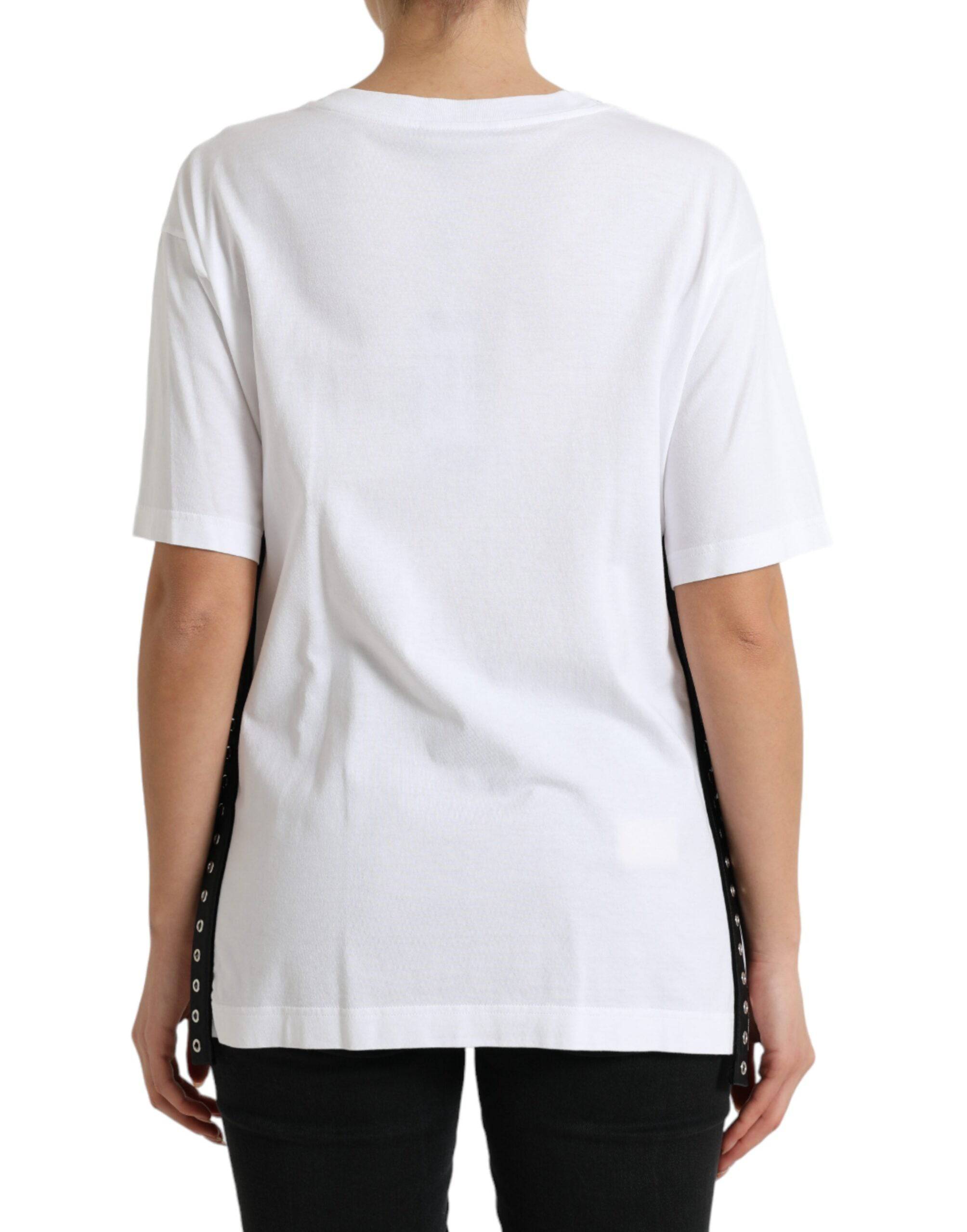 Dolce & Gabbana Elegant White Lace-Up Cotton Tee - ACCEXO
