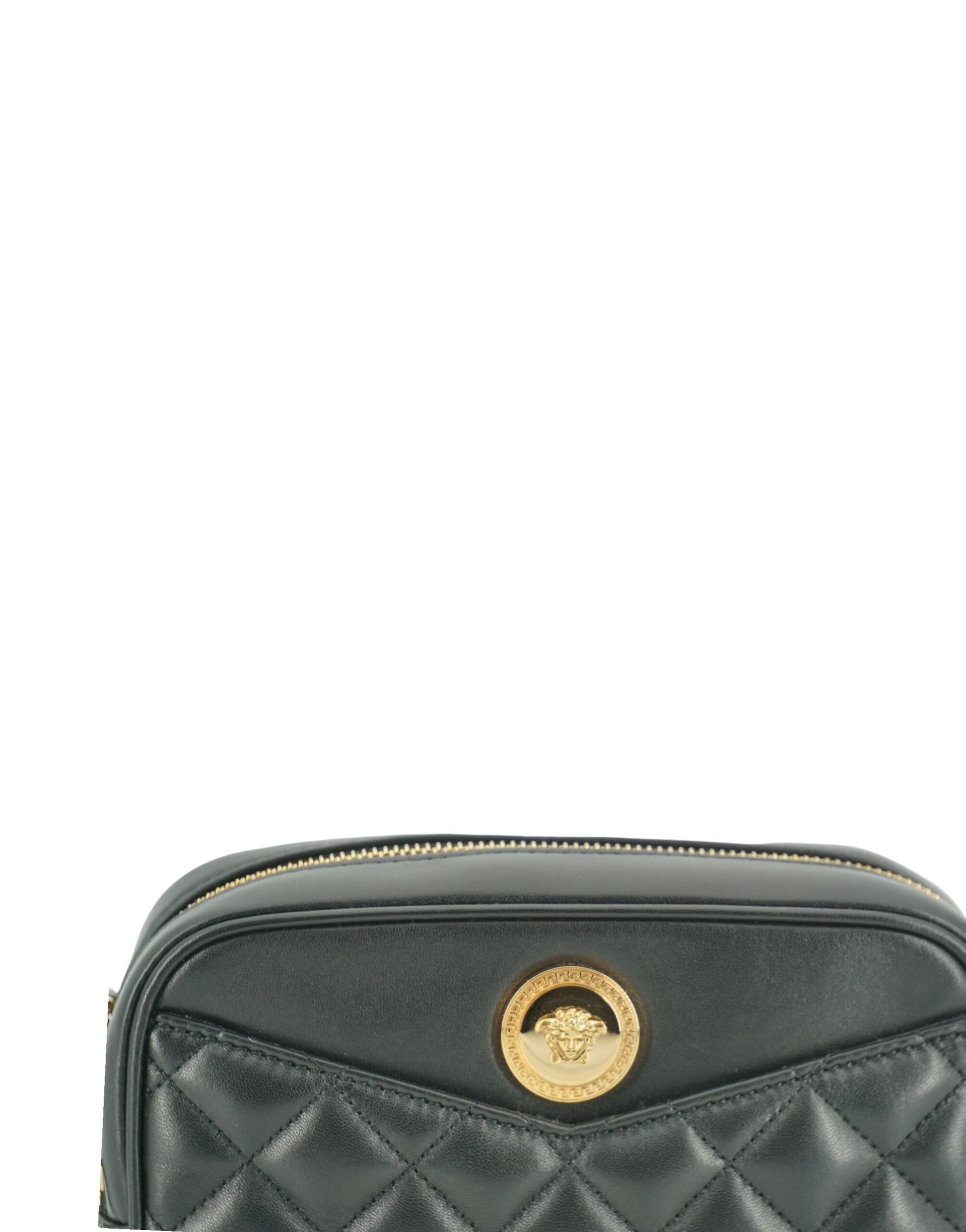Versace Elegant Small Black Leather Crossbody Bag - ACCEXO
