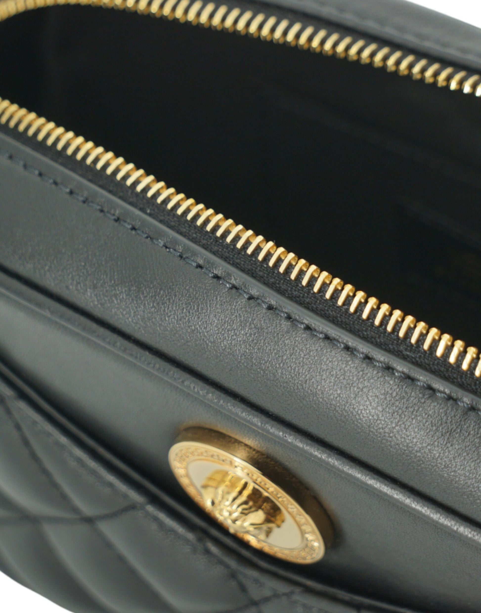 Versace Elegant Small Black Leather Crossbody Bag - ACCEXO
