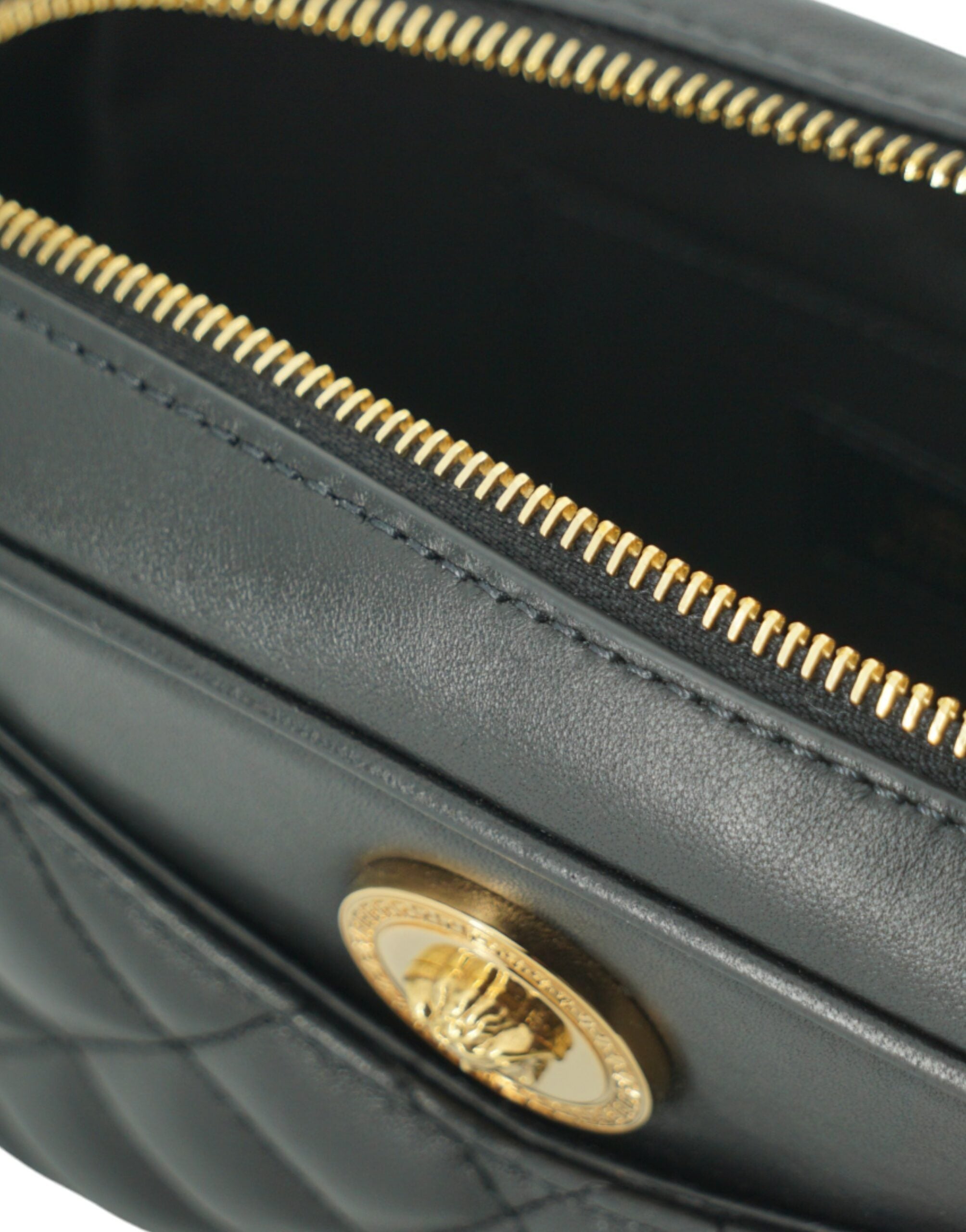 Versace Elegant Small Black Leather Crossbody Bag - ACCEXO