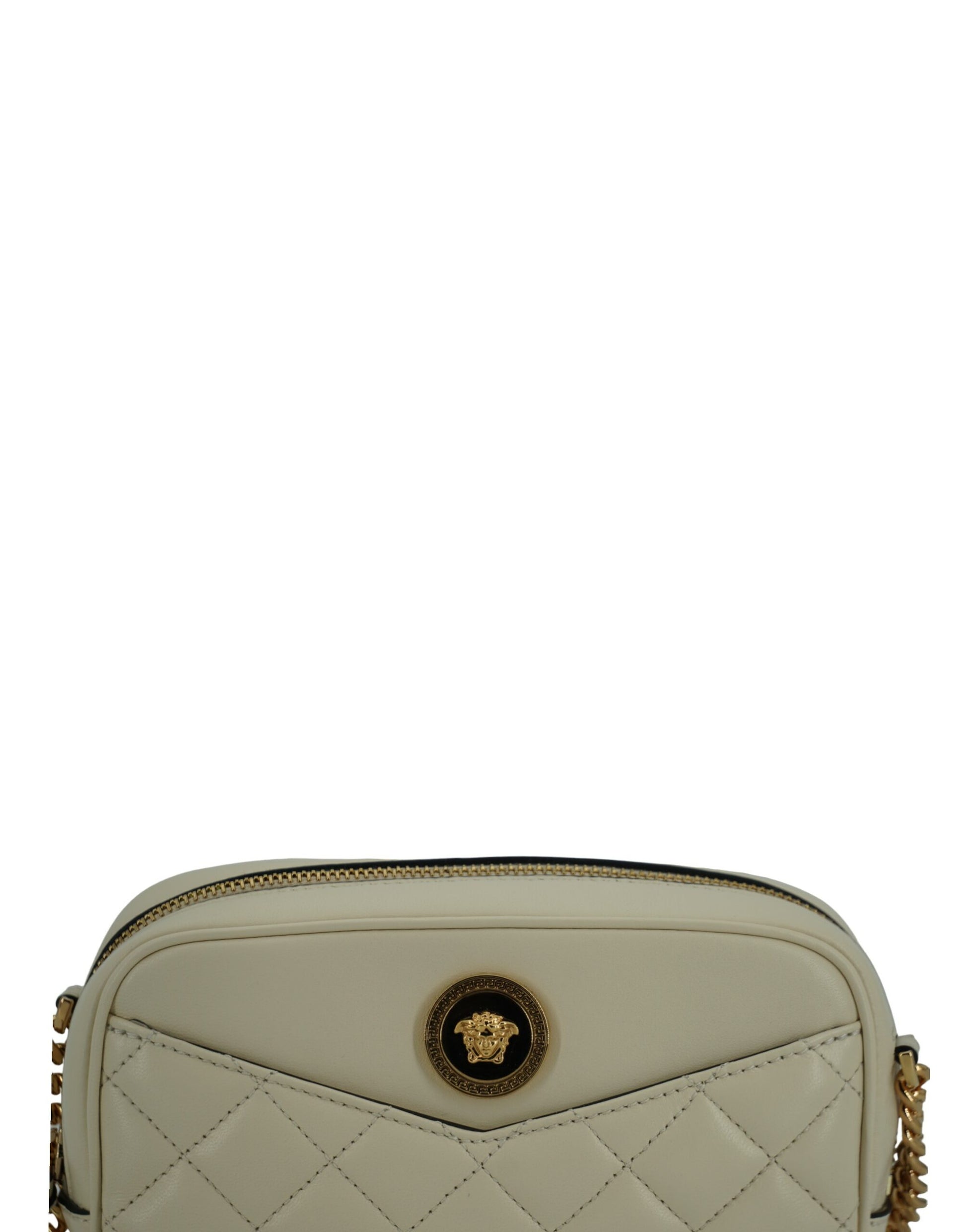 Versace Elegant White Lamb Leather Camera Bag - ACCEXO