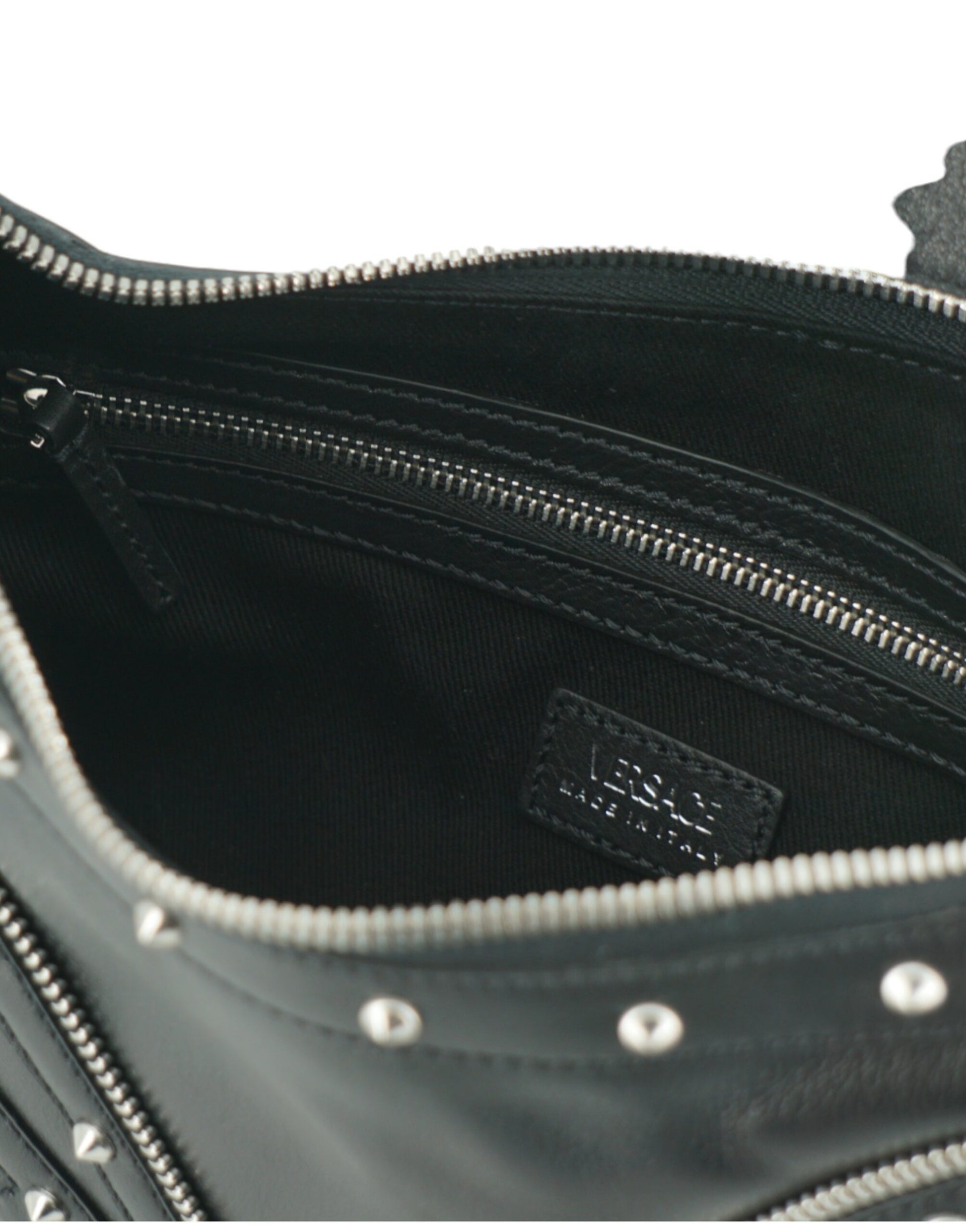 Versace Elegant Black Leather Hobo Shoulder Bag - ACCEXO