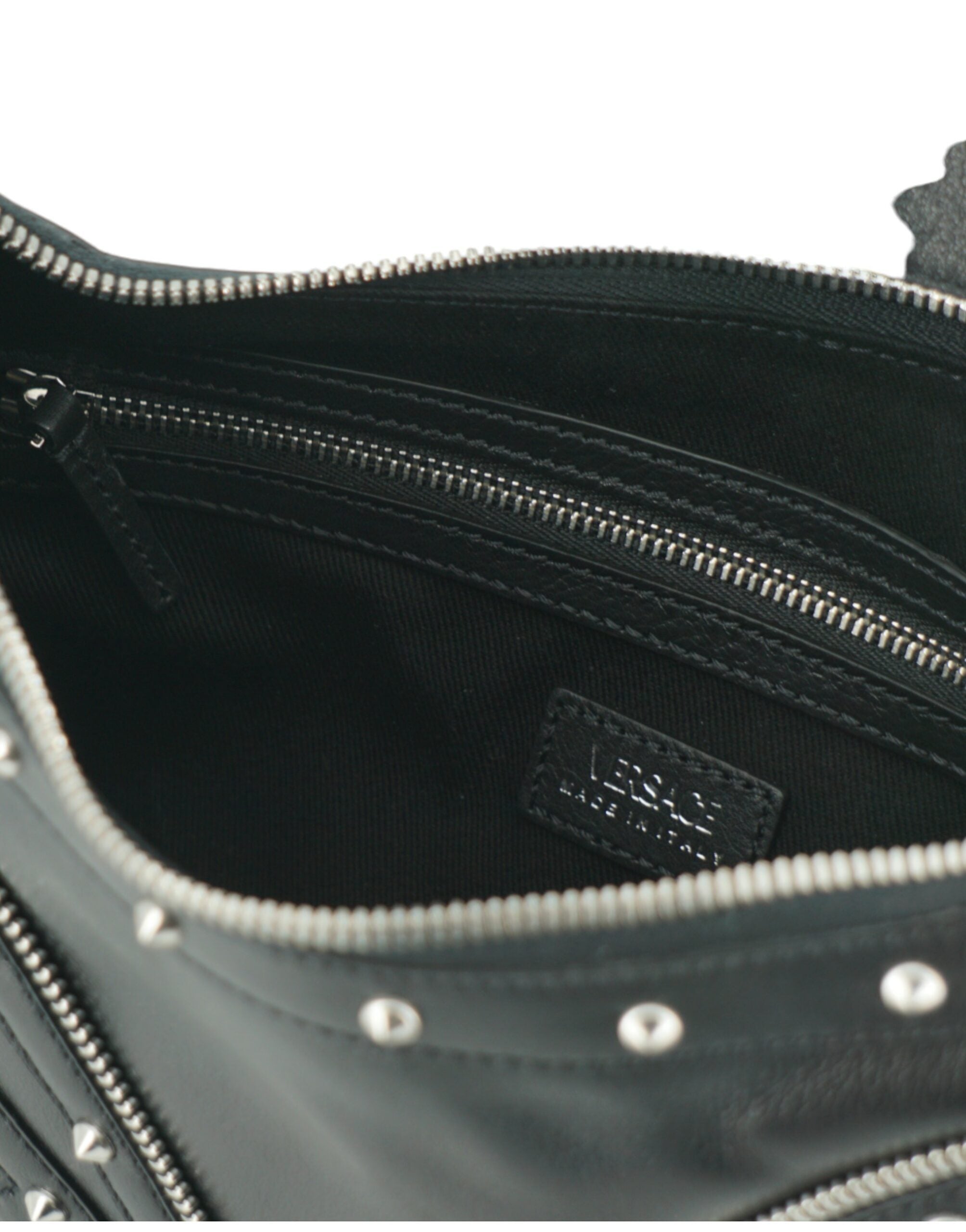 Versace Elegant Black Leather Hobo Shoulder Bag - ACCEXO