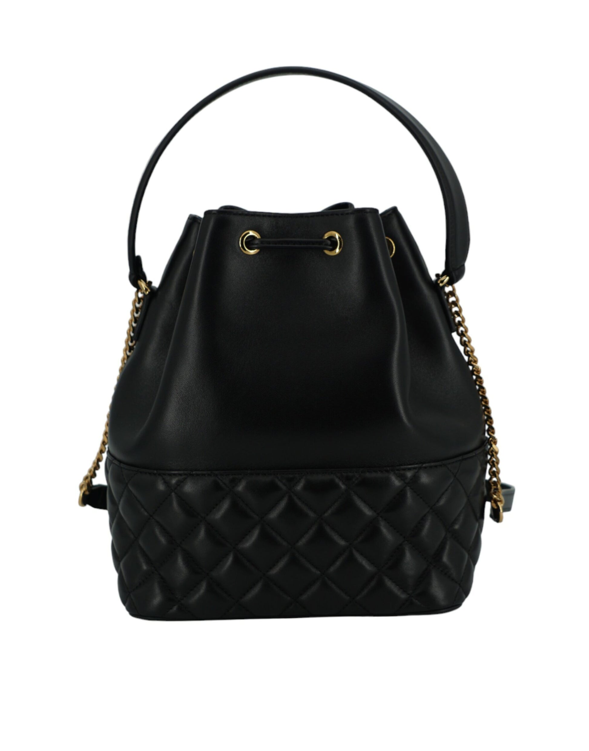 Versace Elegant Black Leather Medusa Bucket Shoulder Bag - ACCEXO