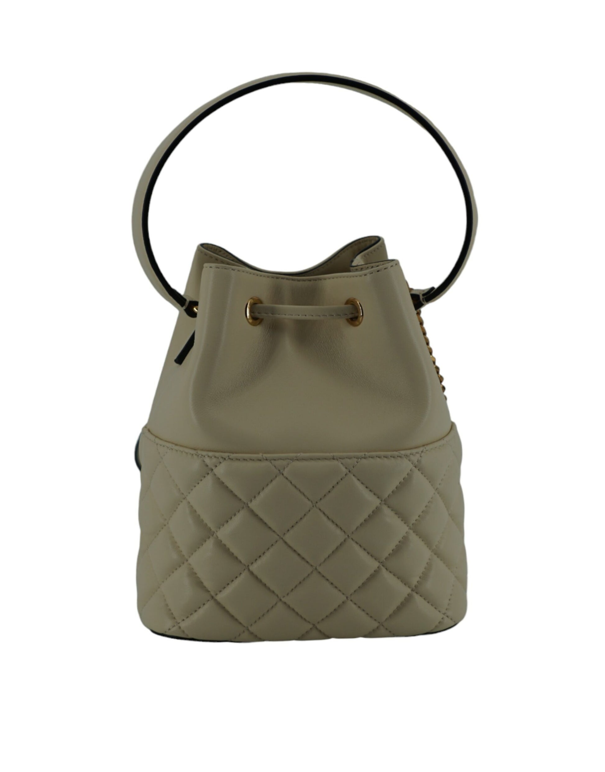 Versace Elegant Small White Leather Bucket Shoulder Bag - ACCEXO