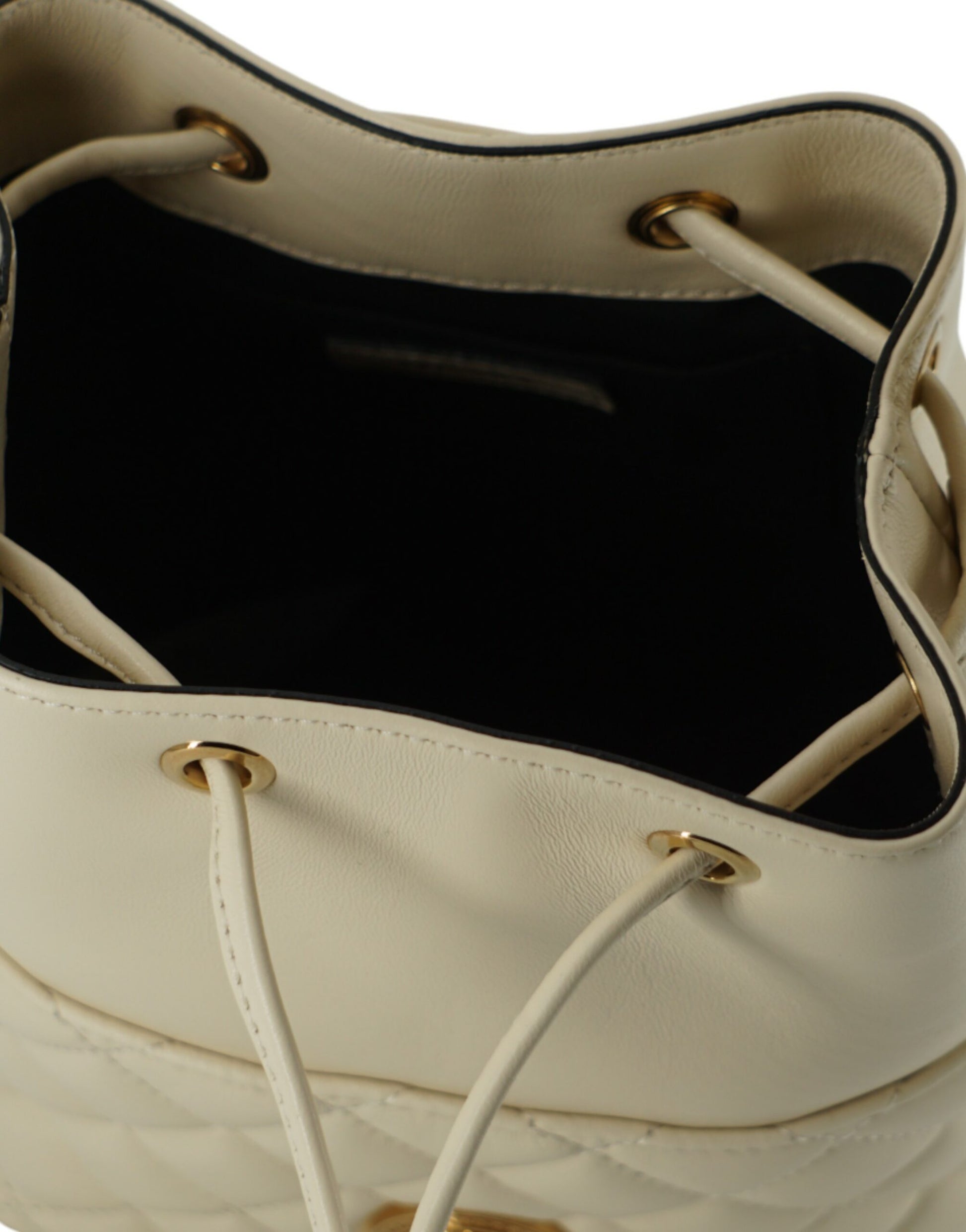 Versace Elegant Small White Leather Bucket Shoulder Bag - ACCEXO