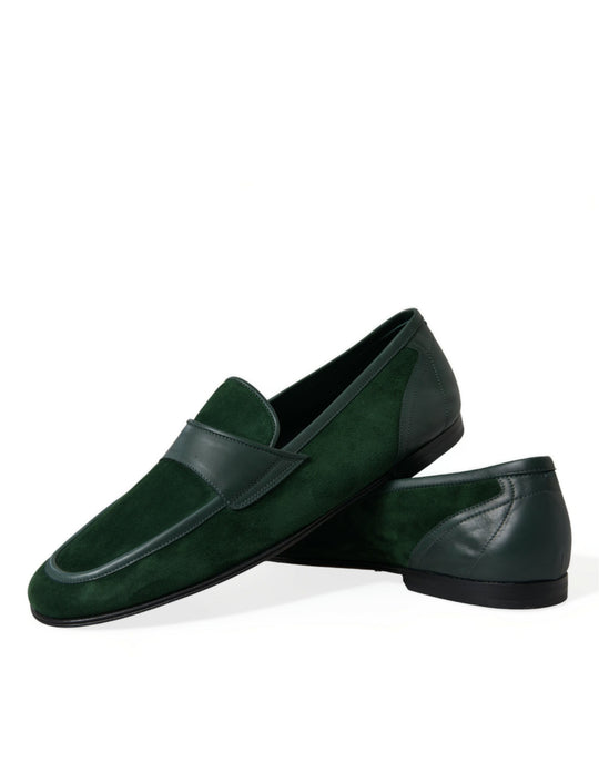 Dolce & Gabbana Emerald Velvet Leather Loafers for Men