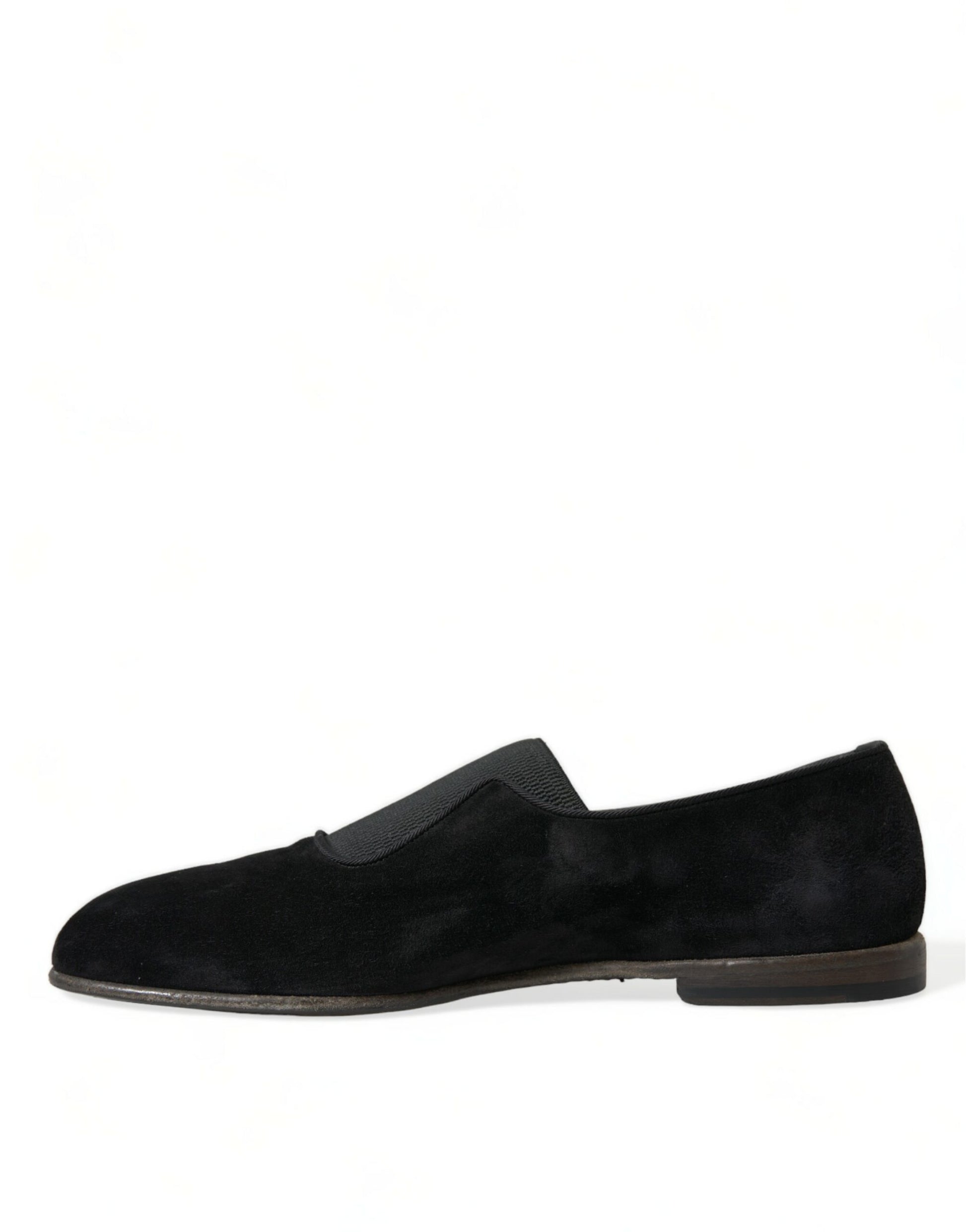 Dolce & Gabbana Elegant Black Velor Loafers for the Discerning Gentleman - ACCEXO