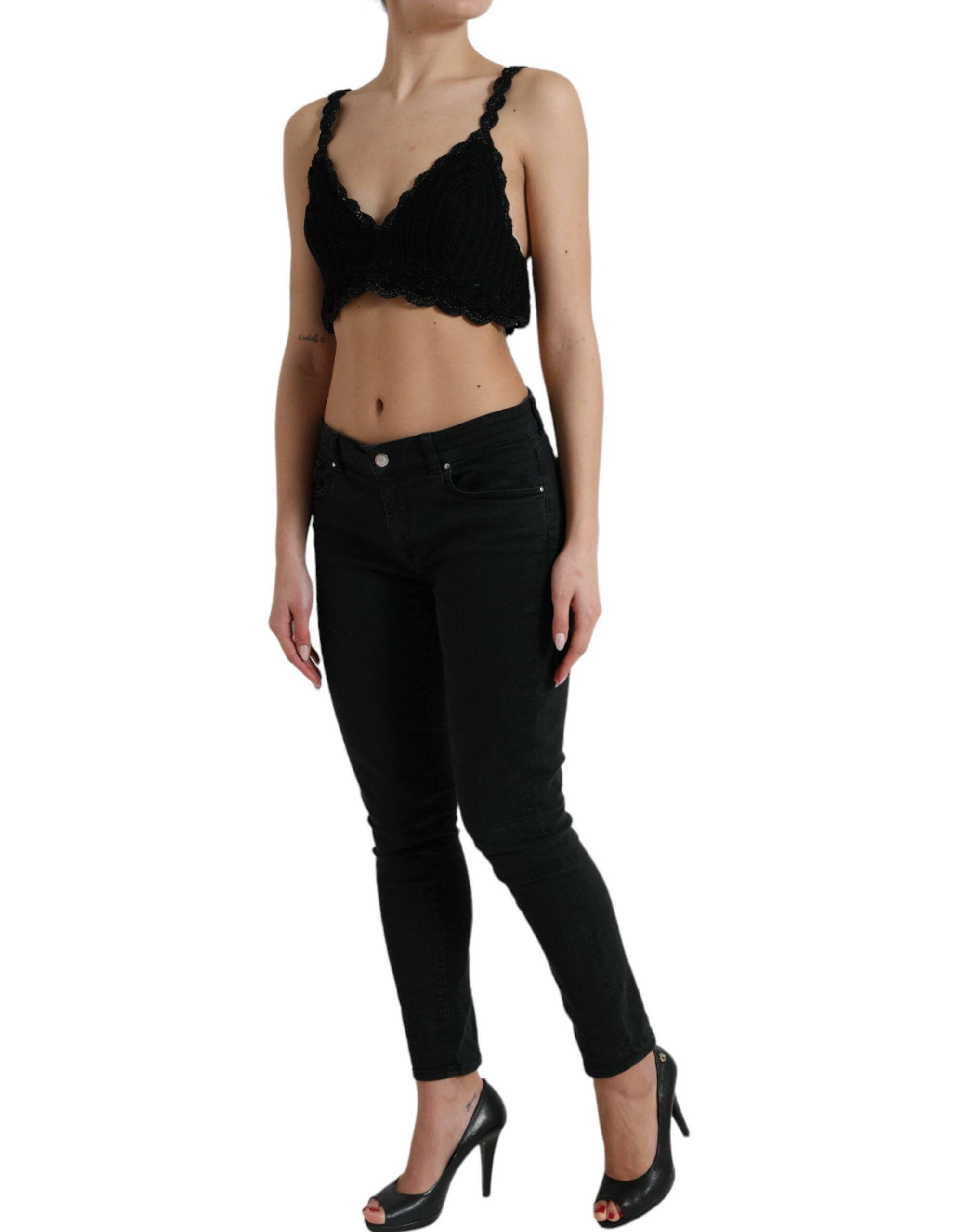Dolce & Gabbana Elegant Black Crochet Corset Top - ACCEXO