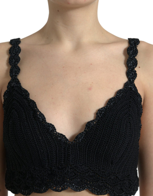 Dolce & Gabbana Elegant Black Crochet Corset Top