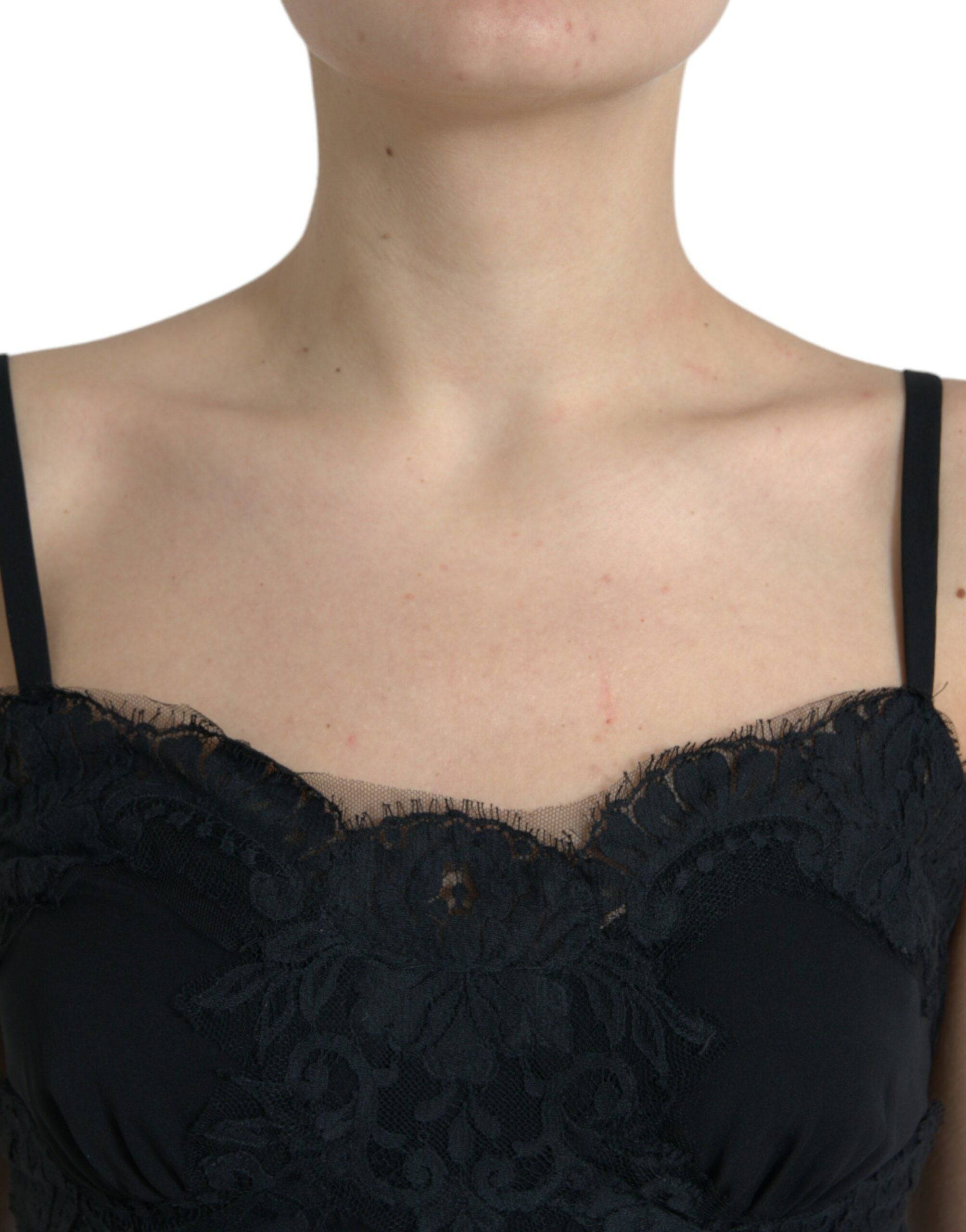 Dolce & Gabbana Elegant Black Silk Lace Tank Top - ACCEXO