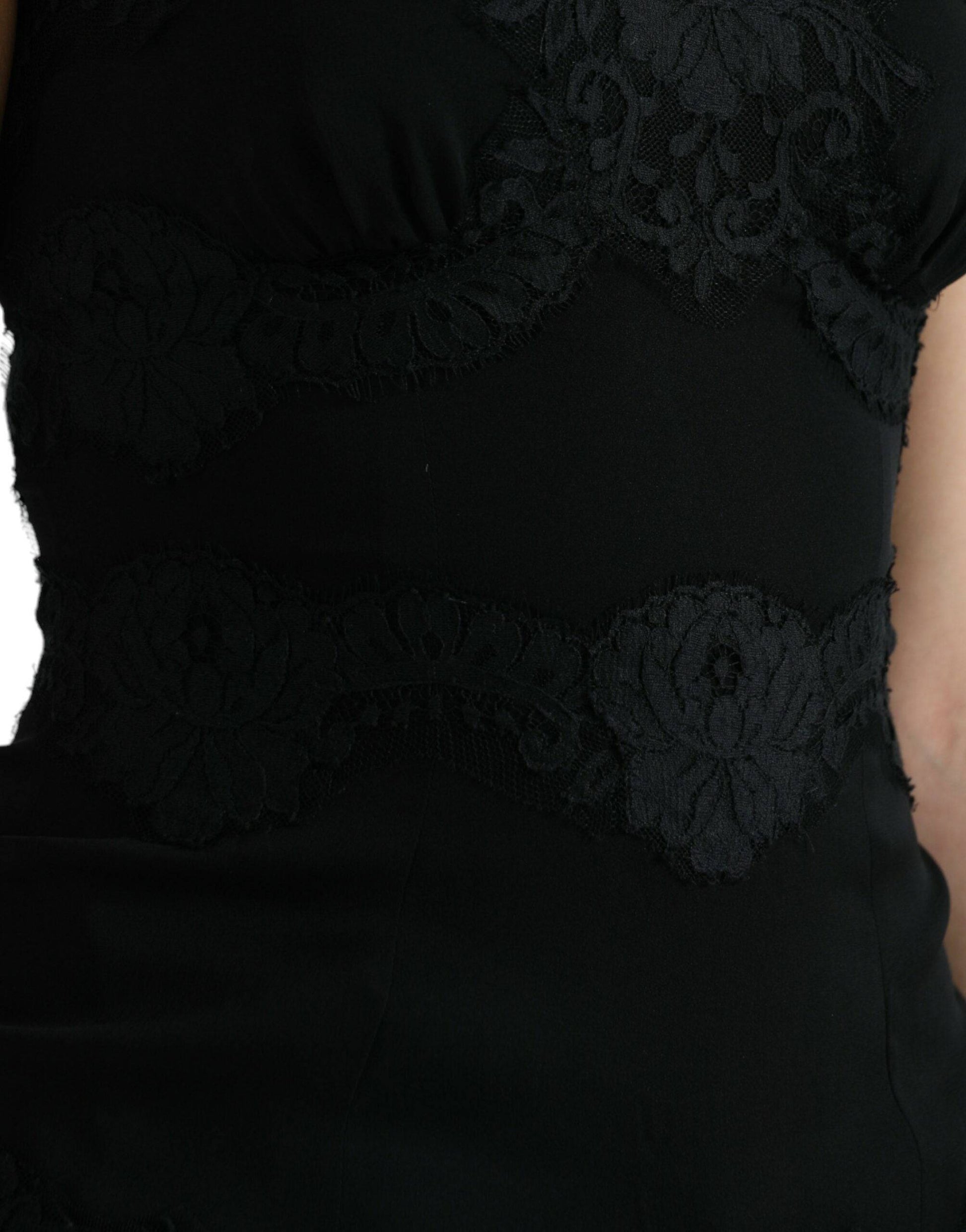 Dolce & Gabbana Elegant Black Silk Lace Tank Top - ACCEXO