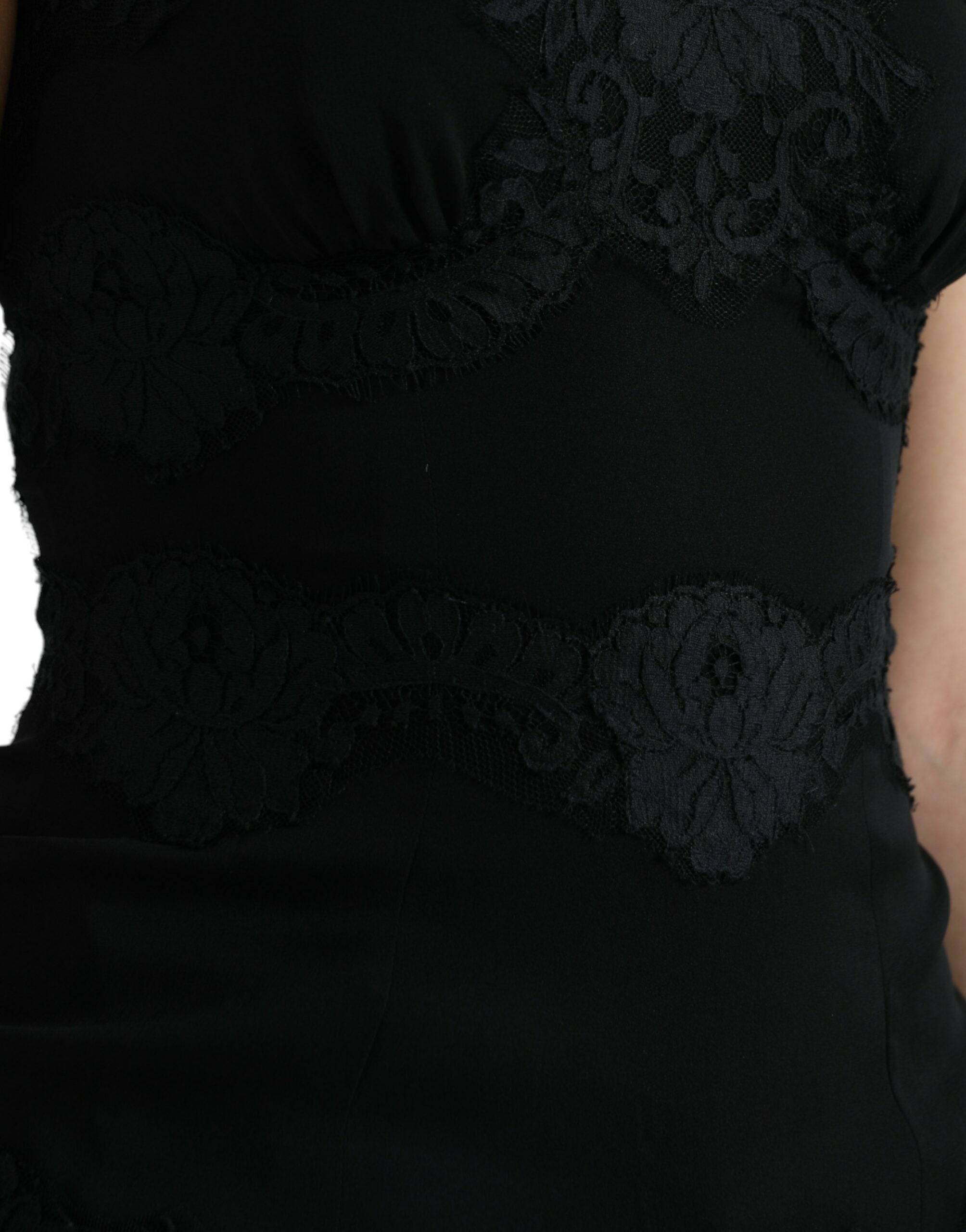 Dolce & Gabbana Elegant Black Silk Lace Tank Top - ACCEXO