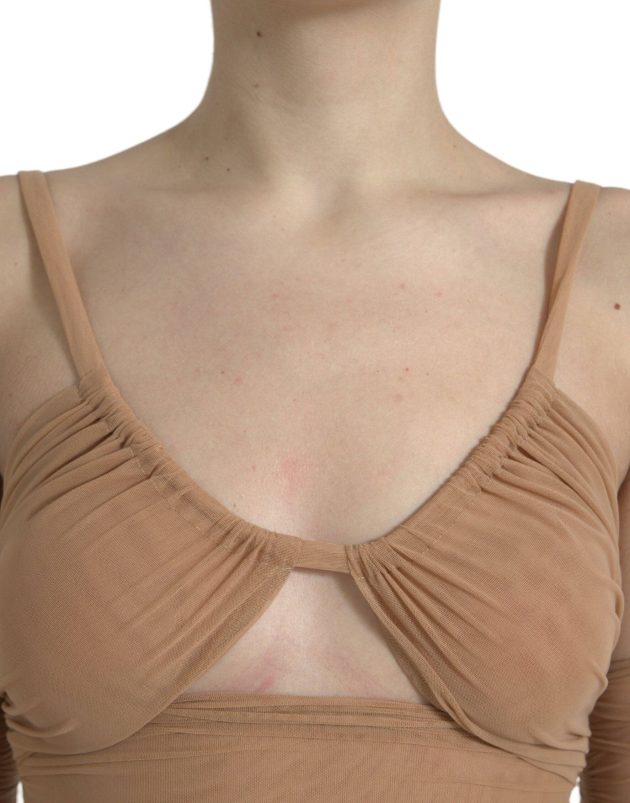 Dolce & Gabbana Elegant Brown Cropped Long Sleeve Top - ACCEXO