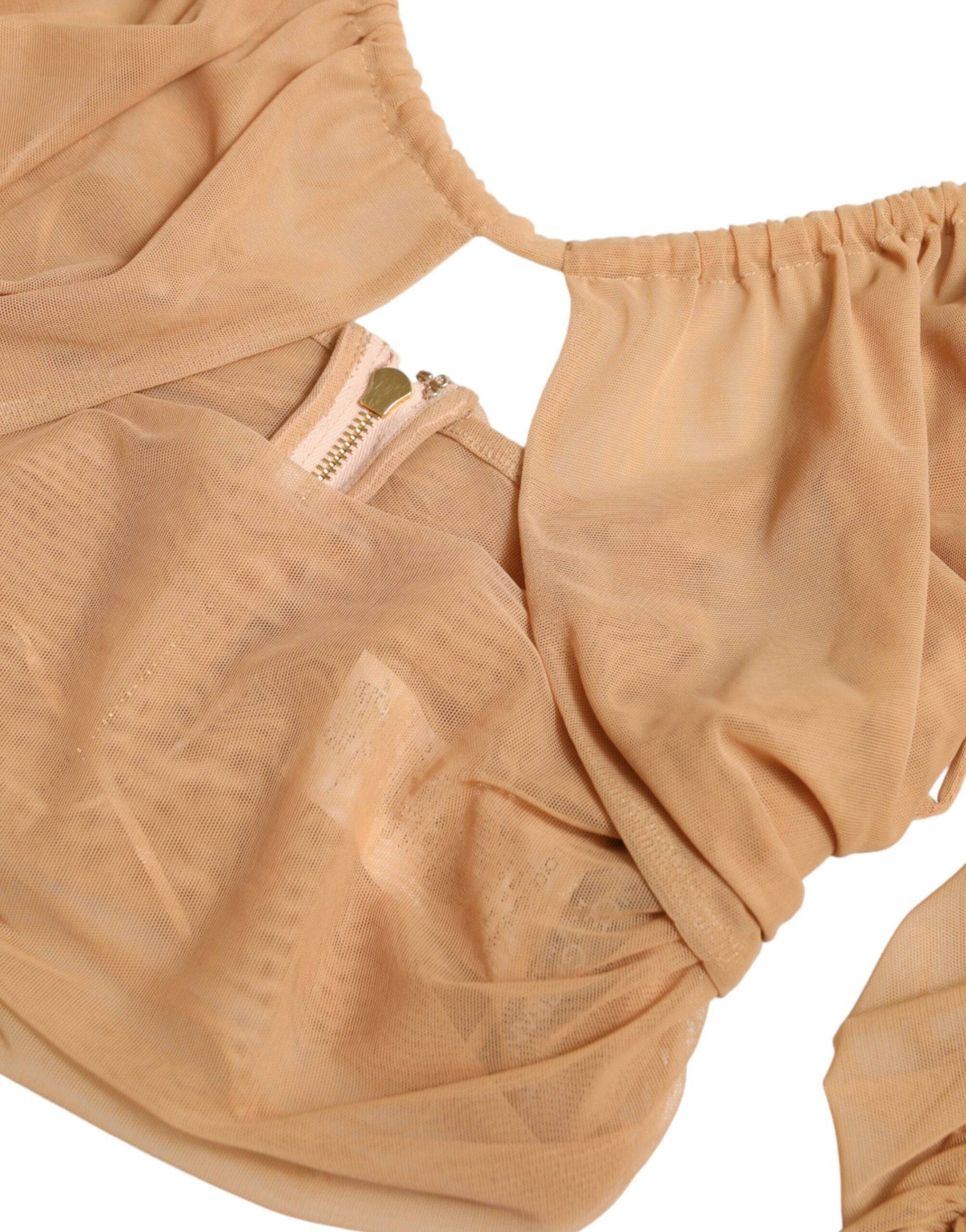 Dolce & Gabbana Elegant Brown Cropped Long Sleeve Top - ACCEXO