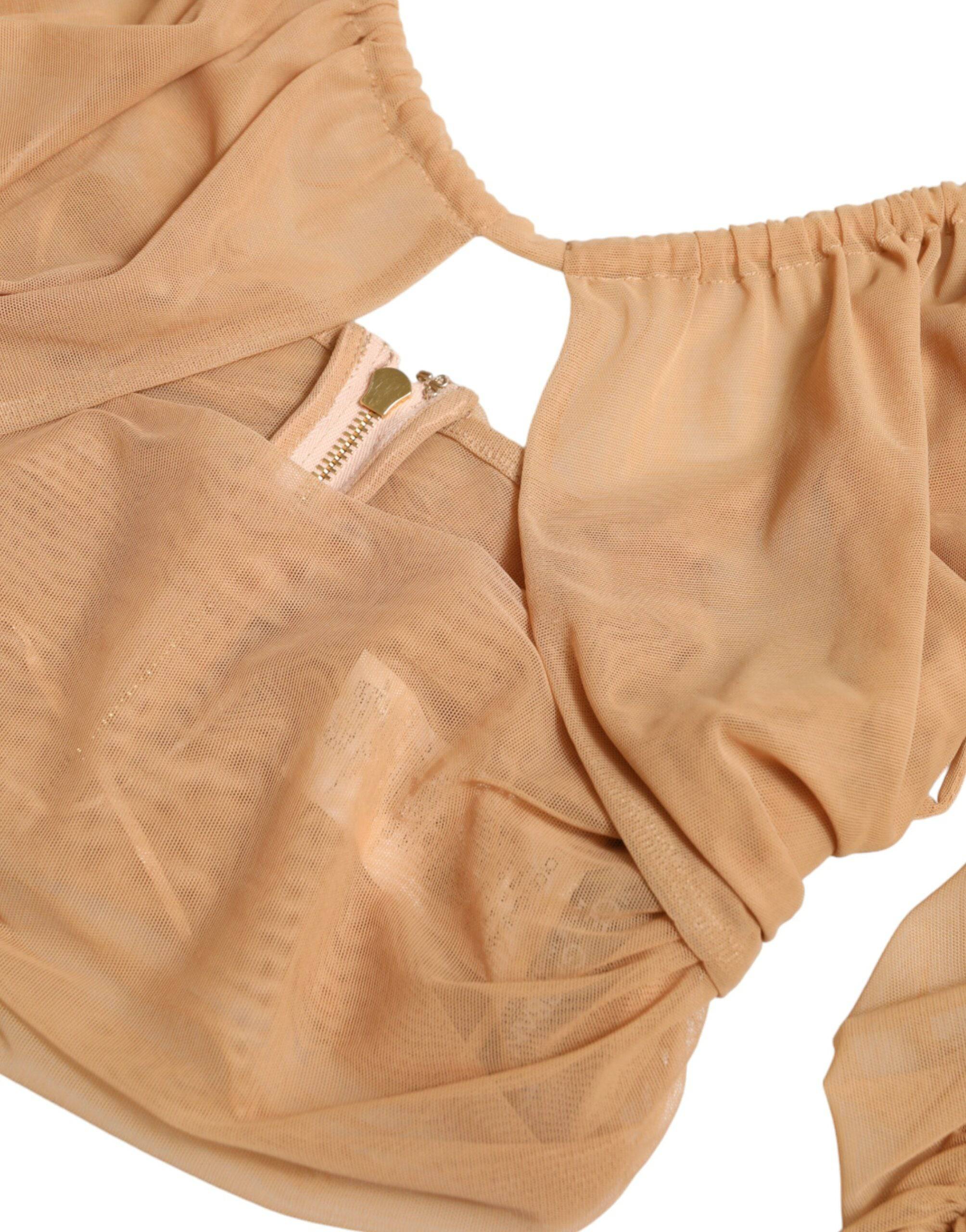 Dolce & Gabbana Elegant Brown Cropped Long Sleeve Top - ACCEXO