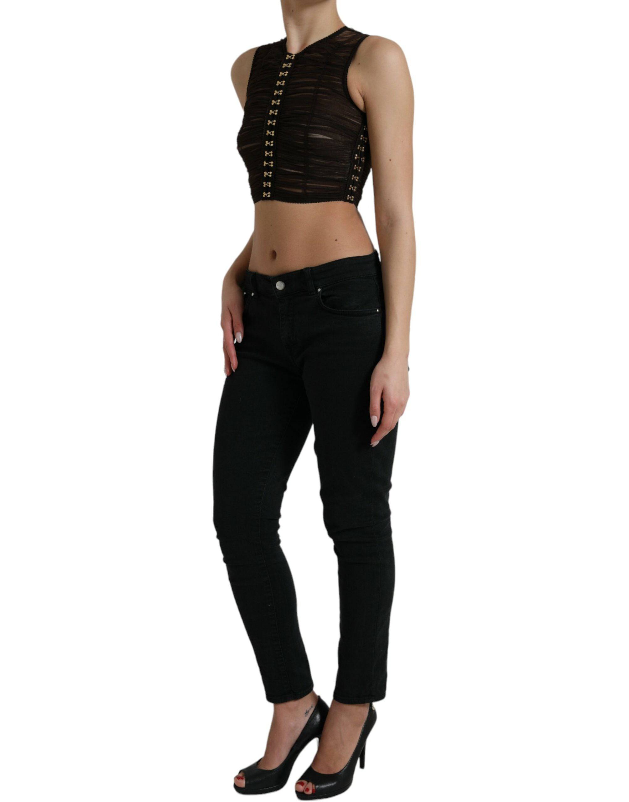 Dolce & Gabbana Embellished Cropped Sleeveless Top - ACCEXO